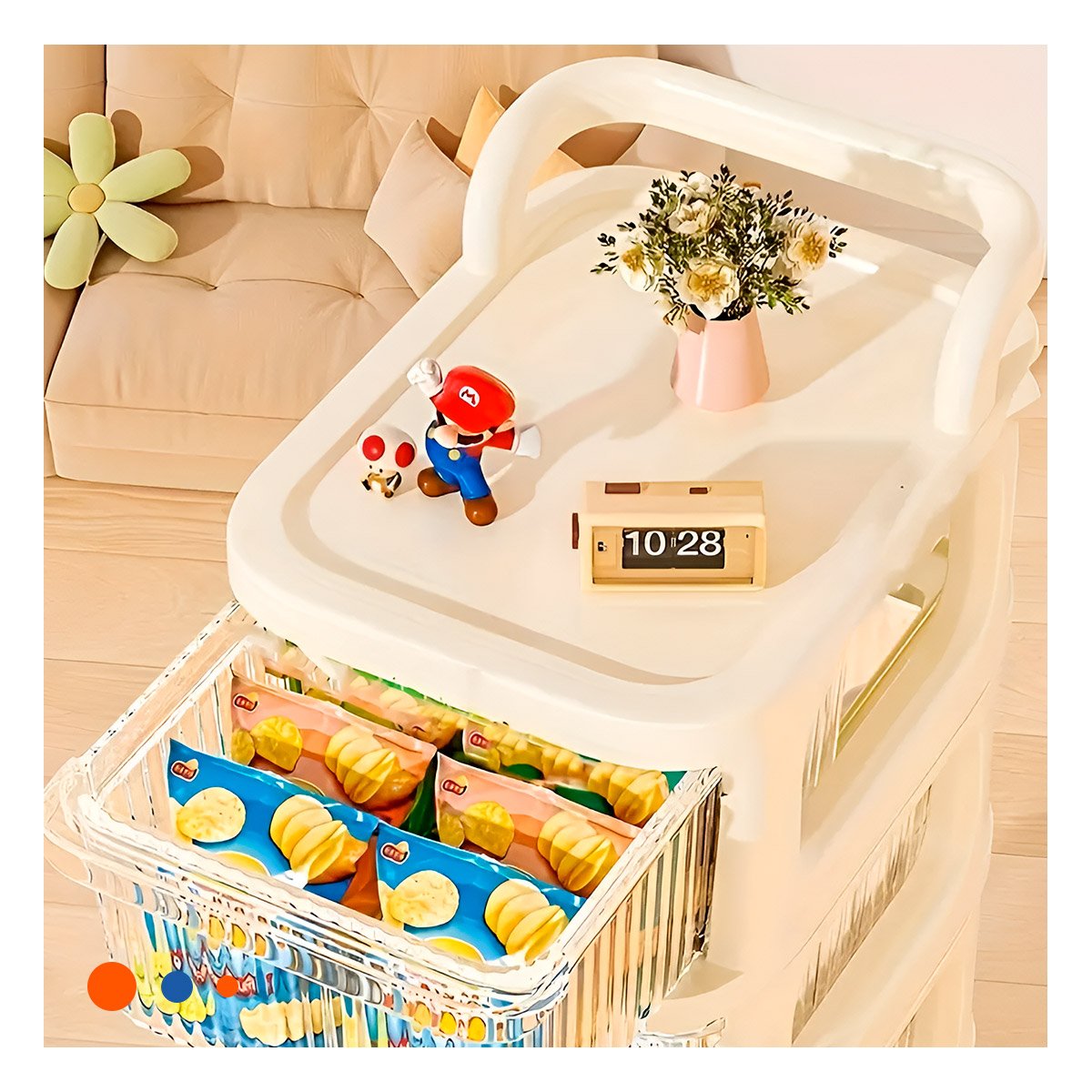 PACK6 MODULO ORGANIZADOR CERRADO CON CAJONES 4 NIVELES Y ASA BEIGE FUNCIONAL Y+REGALO STICKER - 3
