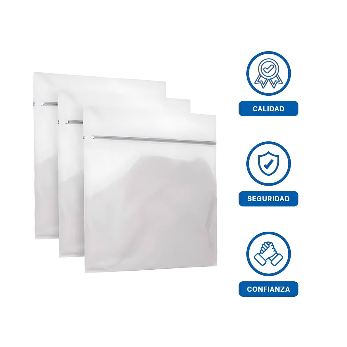 PORTA ROPA 3 BOLSAS DE MALLA PARA LAVAR ROPA RECTANGULAR BLANCO Y+LIGAS REGALO - 5