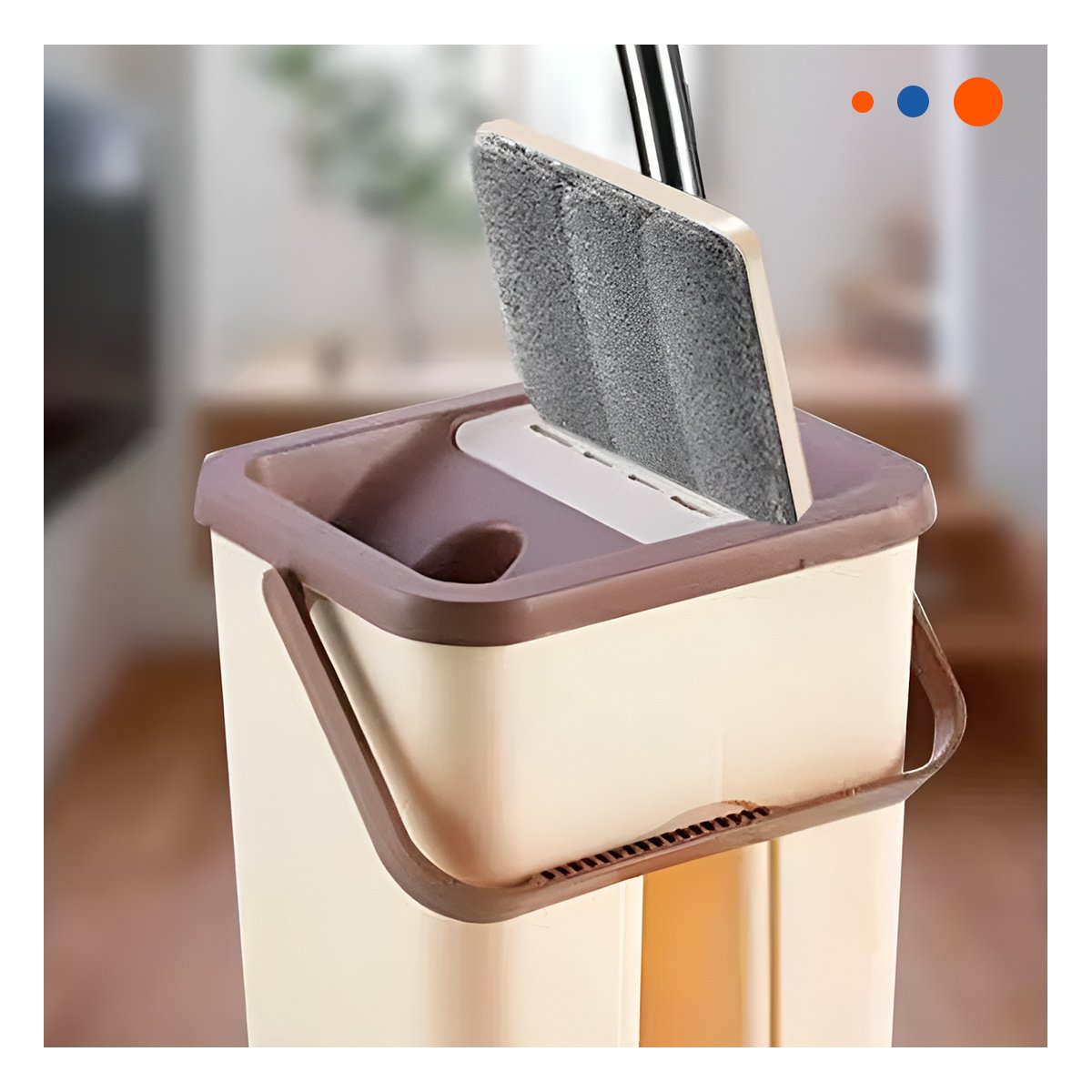 TRAPEADOR GIRATORIO 360 CON BALDE CENTRIFUGADOR BEIGE Y MARRON LIMPIEZA TOTAL Y+POST IT - 1