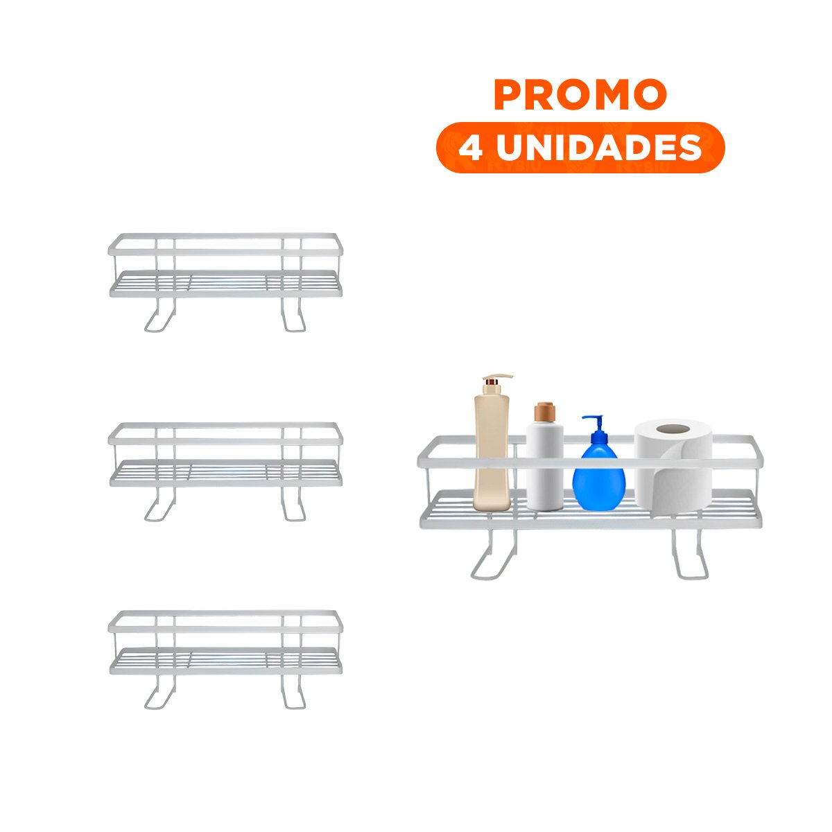 PACK4 SOPORTE PRACTICO DE PARED 32X14X16CM BLANCO AHORRO ESPACIO DIARIO - 1