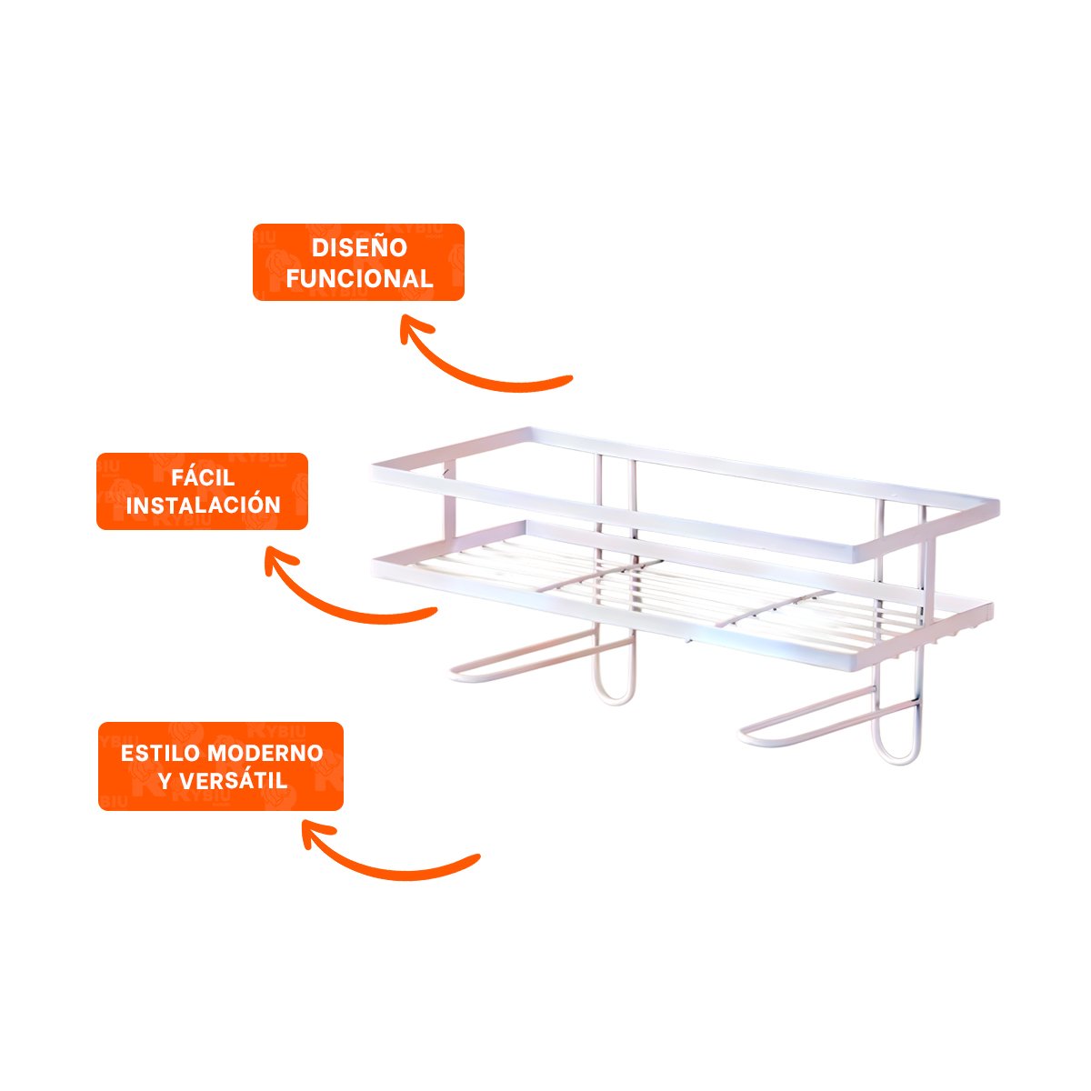 ESTANTE RESISTENTE DE PARED 32X14X16CM BLANCO ORDEN HOGAR MODERNO Y+POST IT - 5