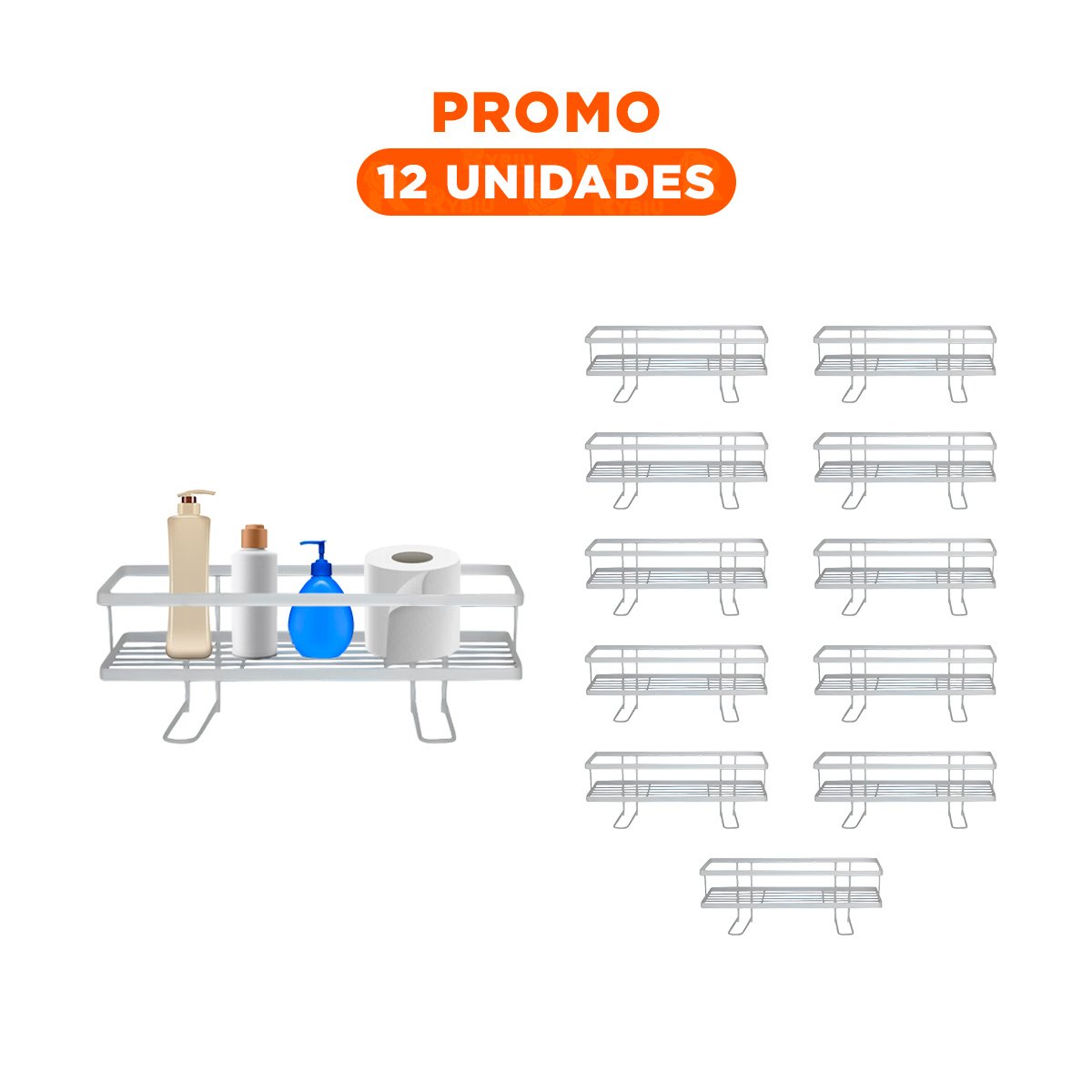 PACK12 ESTANTERIA RESISTENTE DE PARED 32X14X16CM BLANCO ORDEN INTERIOR - 1