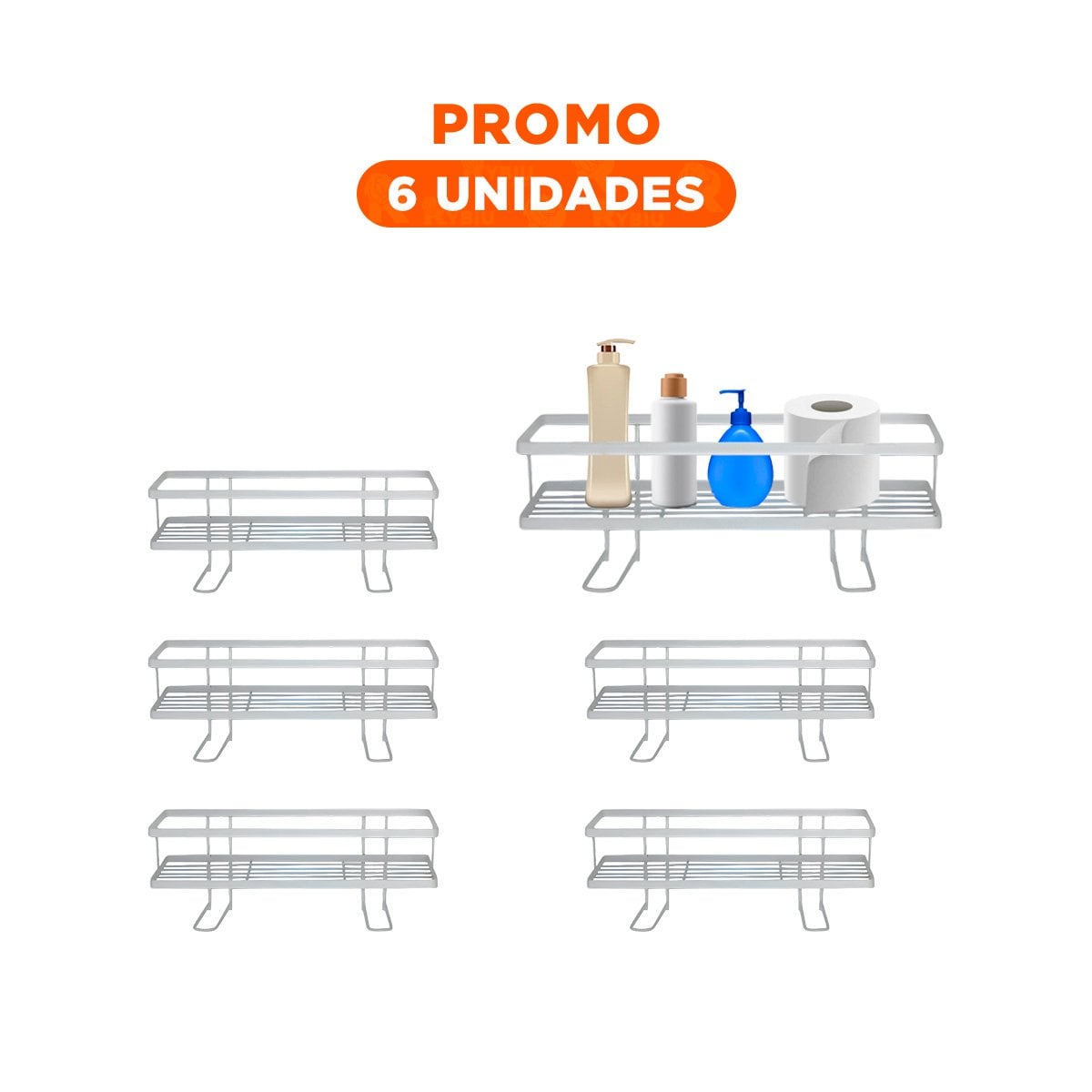 PACK6 ESTANTERIA PRACTICA DE PARED 32X14X16CM BLANCO AHORRO ESPACIO Y+REGALO STICKER - 1