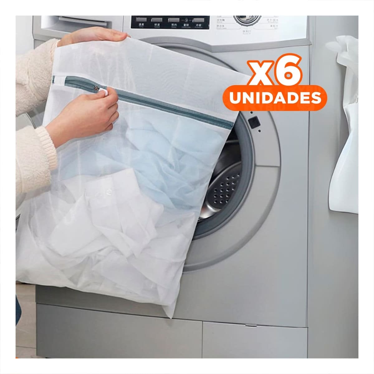 PACK6 CONTENEDOR HOGAR 3 BOLSAS DE MALLA PARA LAVAR ROPA RECTANGULAR BLANCO Y+PAPEL REGALO - 1