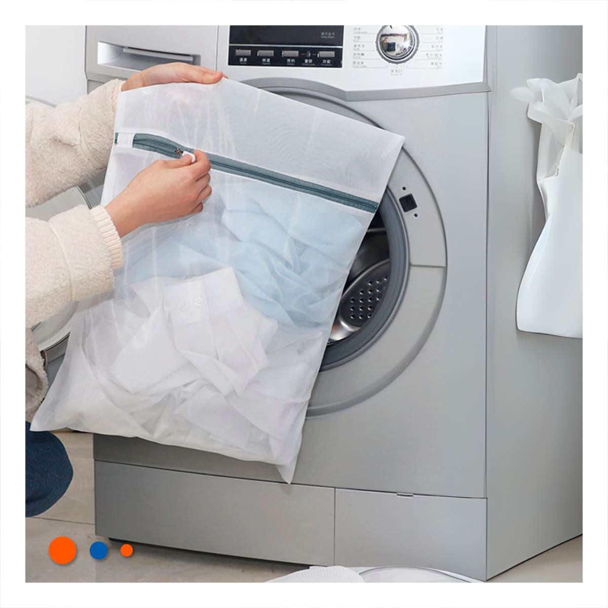 PACK6 CONTENEDOR HOGAR 3 BOLSAS DE MALLA PARA LAVAR ROPA RECTANGULAR BLANCO Y+PAPEL REGALO - 5