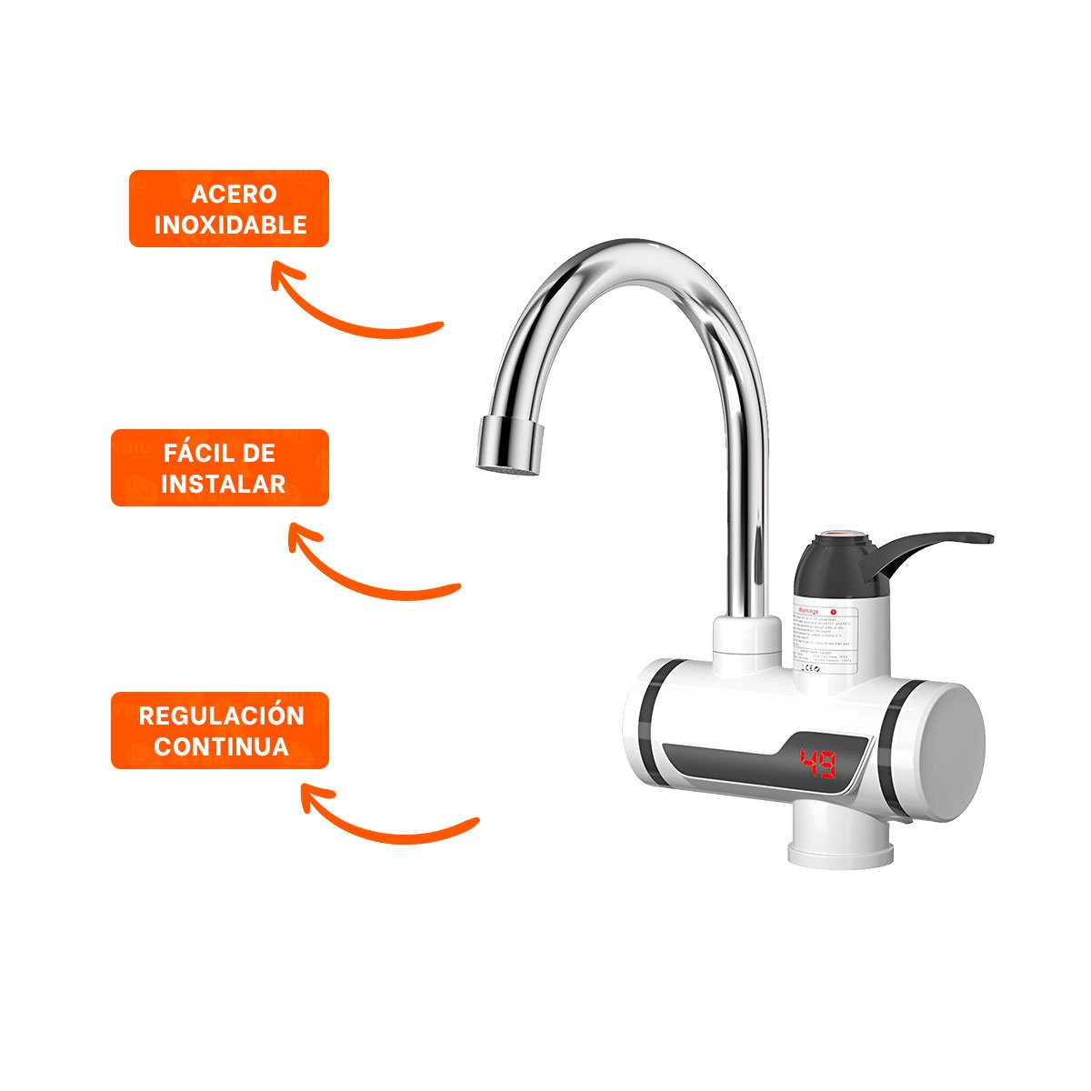 GRIFO CALENTADOR DE AGUA BLANCO CON USO PRACTICO EN TAREAS DE LIMPIEZA Y+POST IT - 5