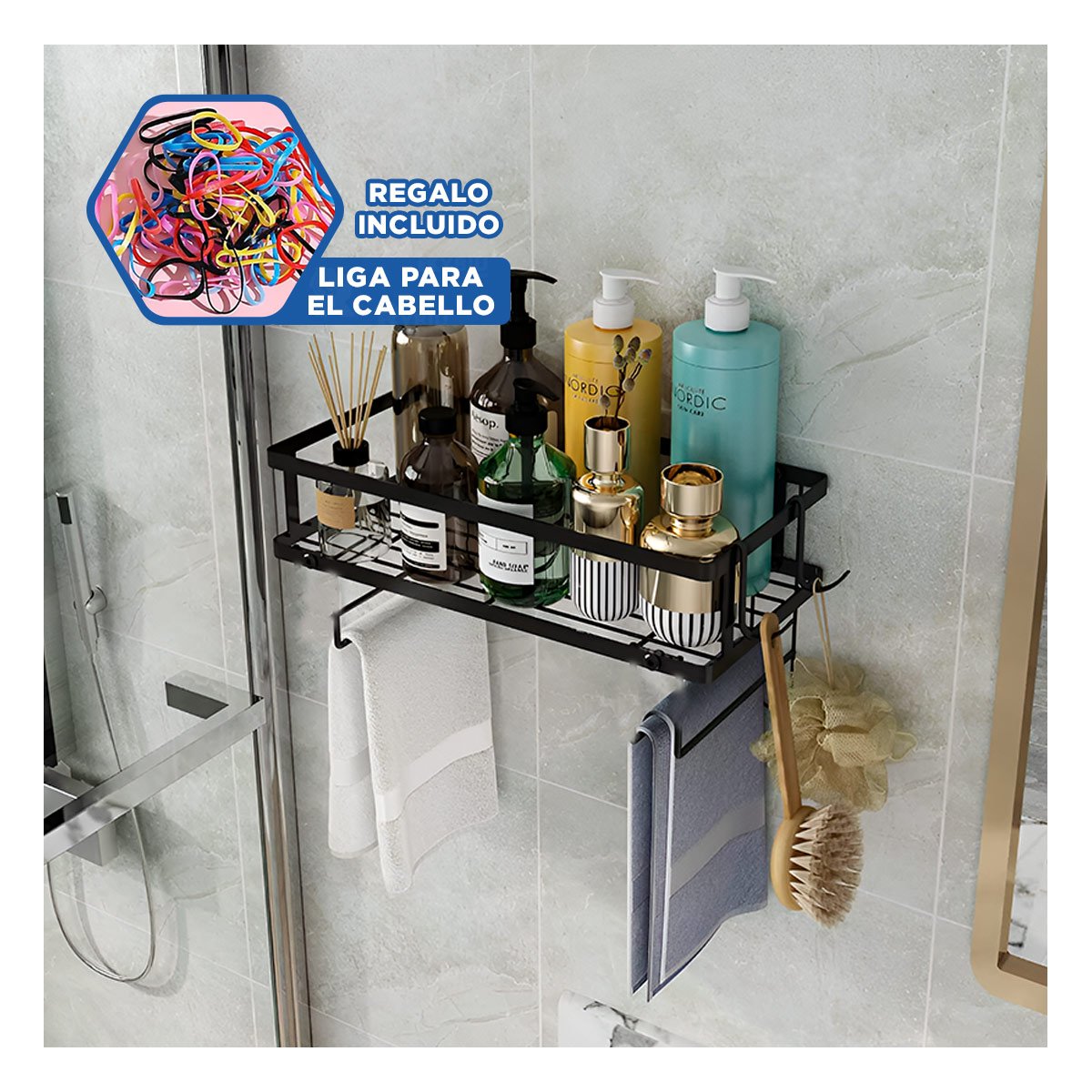 ESTANTE PRACTICO DE PARED 32X14X16CM NEGRO USO DIARIO INTERIOR Y+LIGAS REGALO - 2