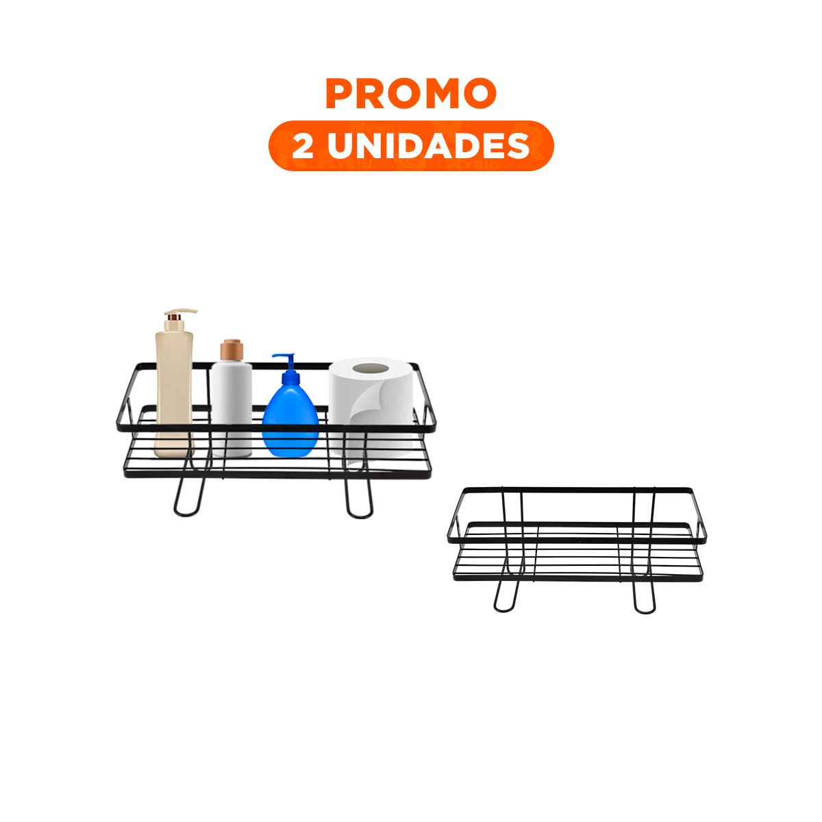 PACK2 SOPORTE FUNCIONAL DE PARED 32X14X16CM NEGRO ESTILO HOGAR Y+REGALO STICKER - 1