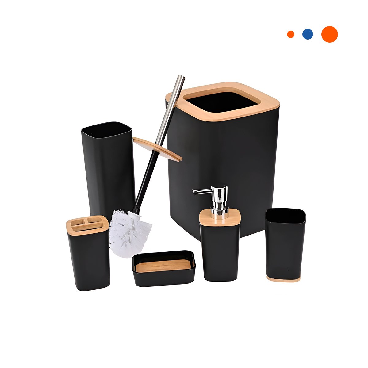 PACK4 PACK ORGANIZADOR DE HIGIENE SET DE 6 PIEZAS NEGRO ACABADO SUAVE Y+PAPEL REGALO - 3