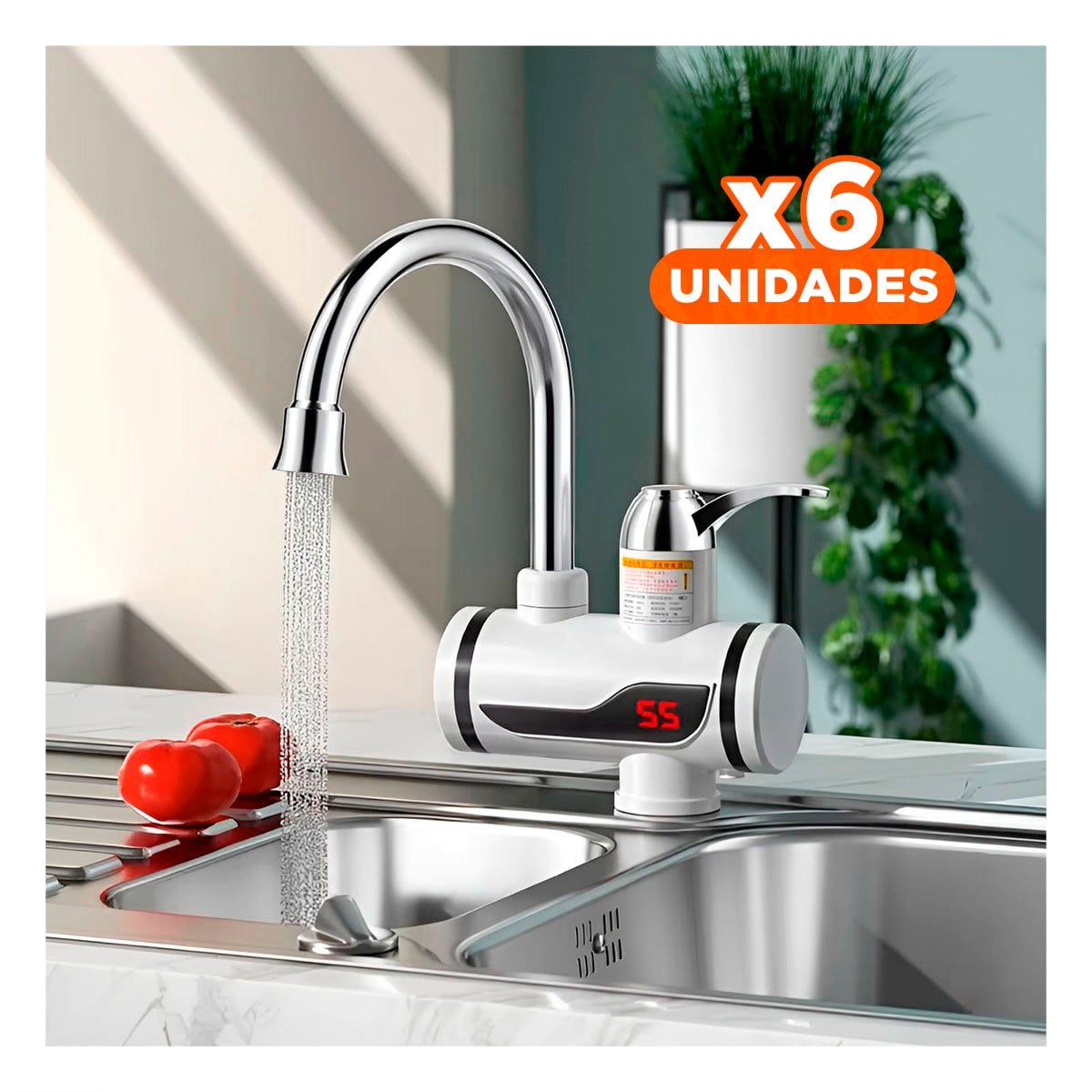 PACK6 SISTEMA CALENTADOR DE AGUA BLANCO CON FLUJO CONSTANTE PARA USO DIARIO - 1