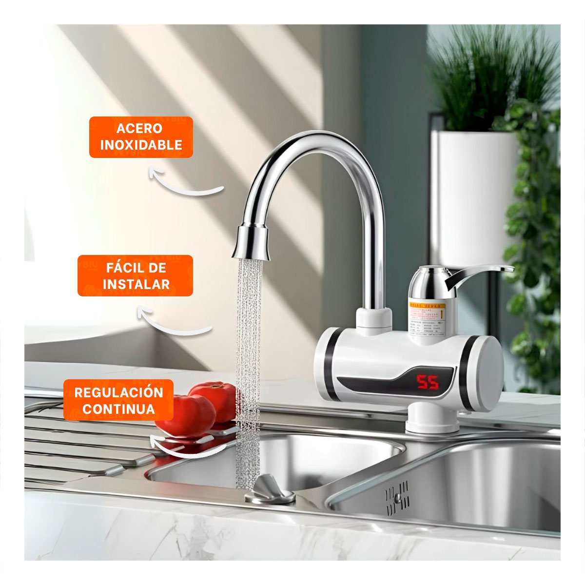 PACK6 SISTEMA CALENTADOR DE AGUA BLANCO CON FLUJO CONSTANTE PARA USO DIARIO - 2