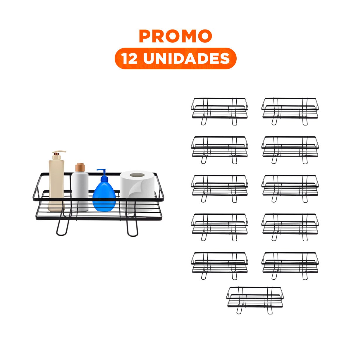 PACK12 ESTANTERIA RESISTENTE DE PARED 32X14X16CM NEGRO ORDEN INTERIOR - 1