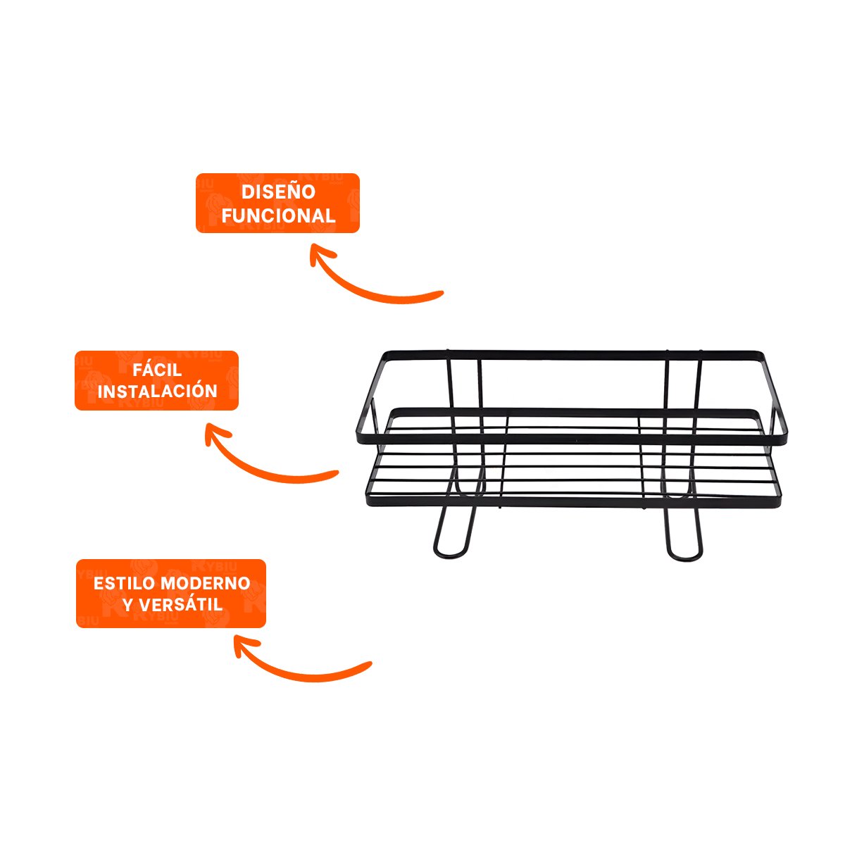 ESTANTE RESISTENTE DE PARED 32X14X16CM NEGRO ORDEN HOGAR MODERNO Y+POST IT - 5