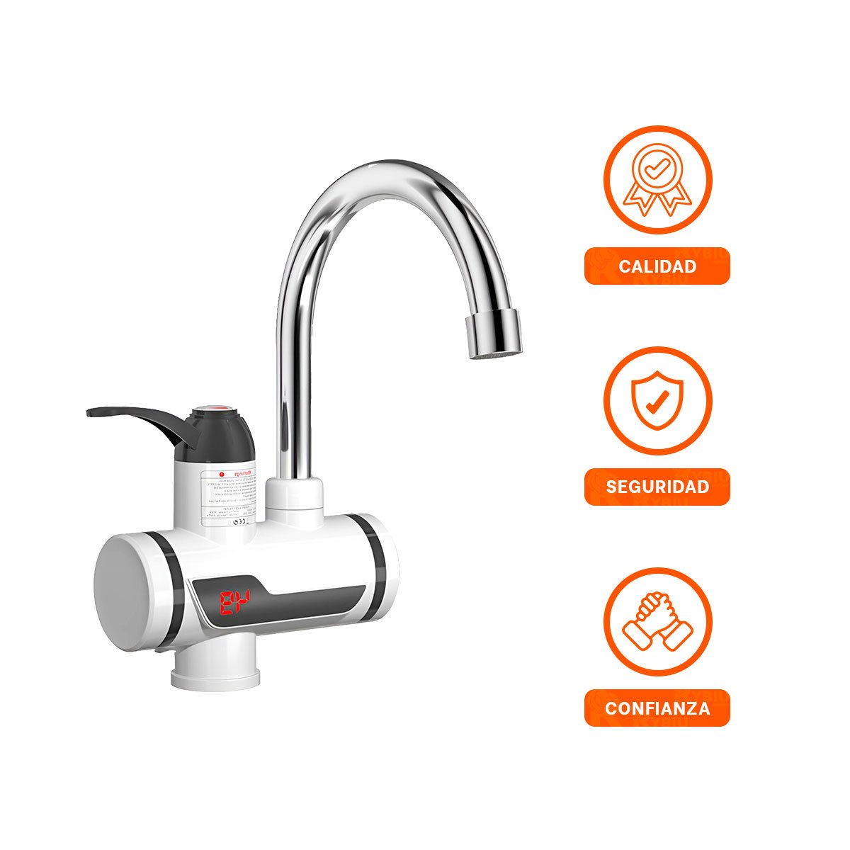 GRIFO CALENTADOR DE AGUA BLANCO CON ACABADO FINO PARA ENTORNO DOMESTICO Y+LIGAS REGALO - 5