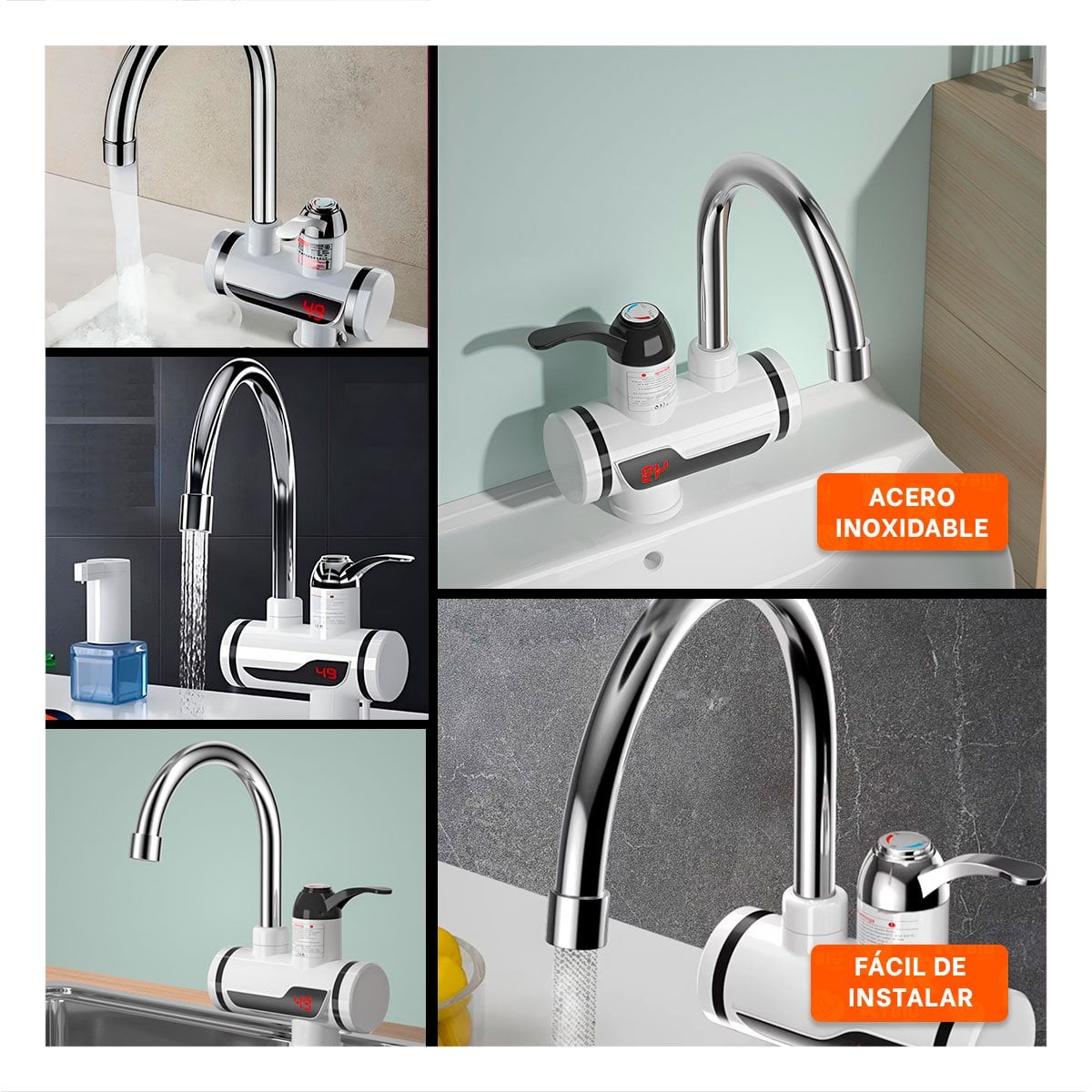 PACK4 SISTEMA CALENTADOR DE AGUA BLANCO CON CONTROL SUAVE PARA COCINA Y HOGAR Y+REGALO STICKER - 2