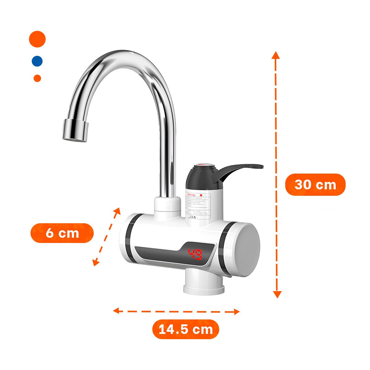 GRIFO CALENTADOR DE AGUA BLANCO CON DISEÑO MODERNO PARA ESPACIOS FUNCIONALES Y+REGALO STICKER - 4