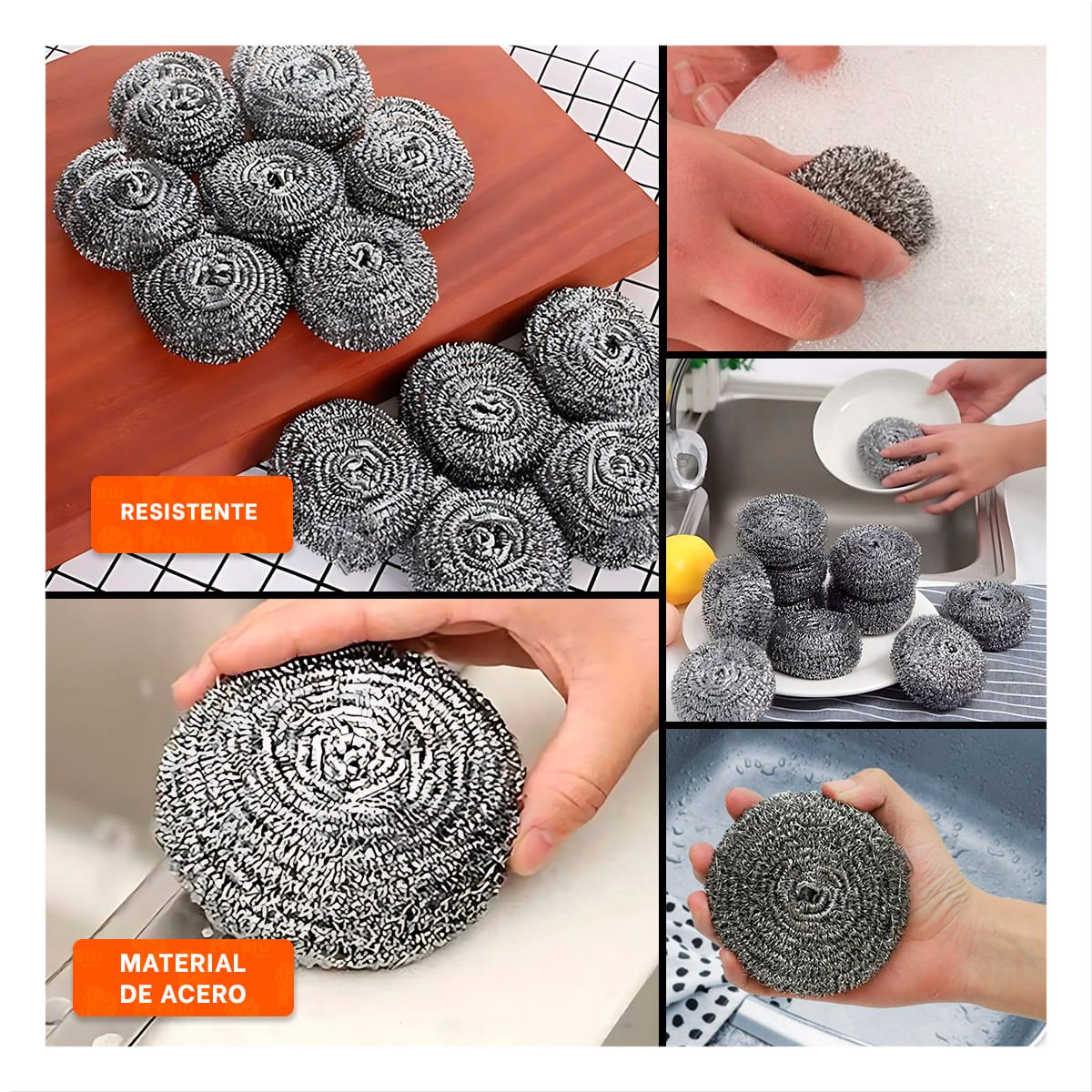 CONJUNTO DE ESPONJAS METALICAS DE LIMPIAR OLLAS SARTENES Y SUPERFICIES DEL HOGAR Y+LIGAS REGALO - 1