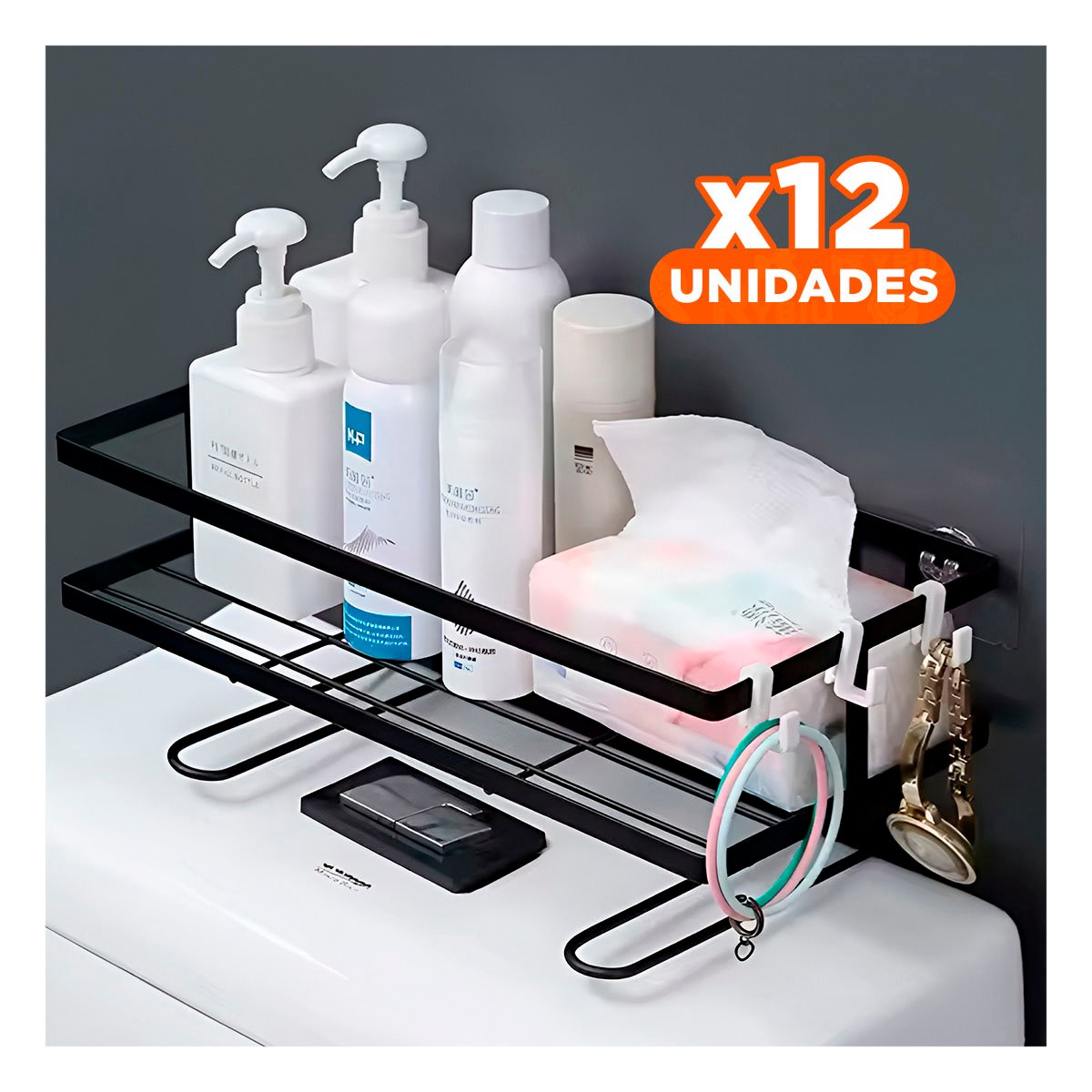 PACK12 MODULO COMPACTO DE PARED 32X14X16CM NEGRO USO DIARIO INTERIOR Y+REGALO STICKER - 1