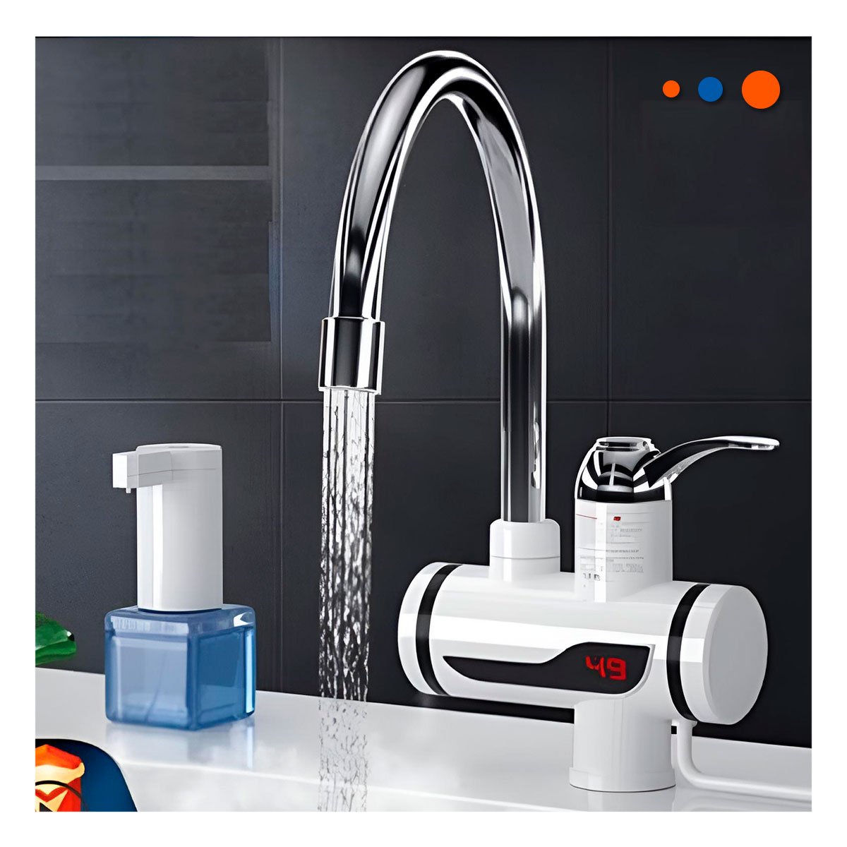 PACK2 DISPENSADOR CALENTADOR DE AGUA BLANCO MODERNO PARA ESPACIOS FUNCIONALES Y+REGALO STICKER - 5