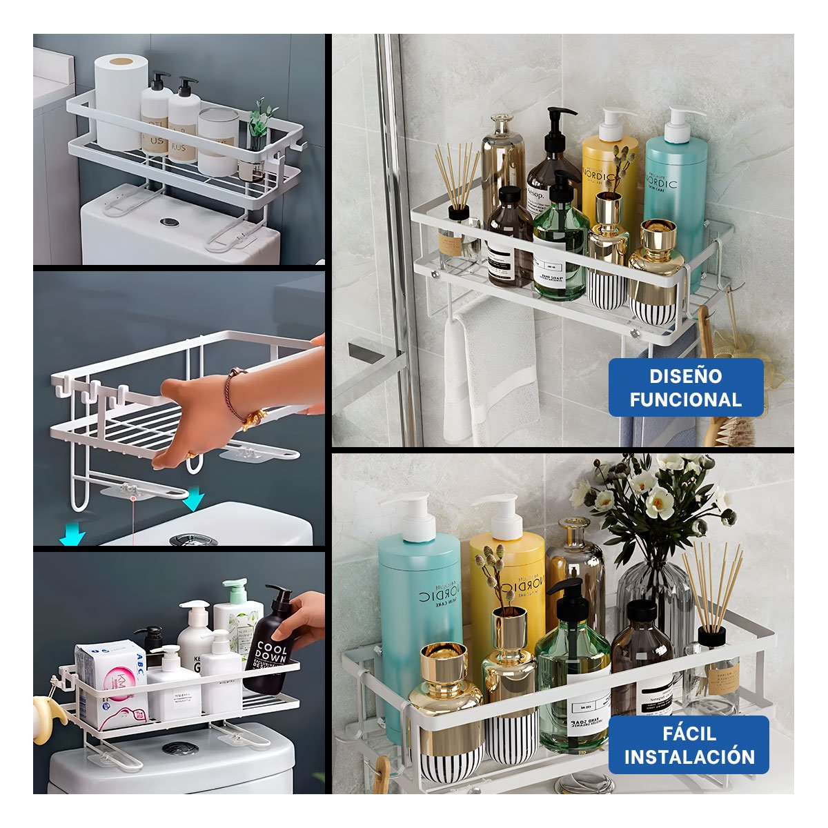 PACK4 ESTANTERIA HORIZONTAL DE PARED 32X14X16CM BLANCO ORDEN ESPACIO HOGAR Y+REGALO STICKER - 2