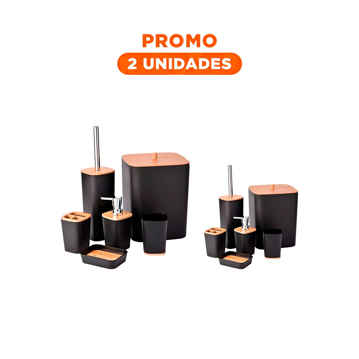 PACK2 PACK ORGANIZADOR DE HIGIENE SET DE 6 PIEZAS NEGRO DISEÑO ACTUAL Y+REGALO STICKER - 1