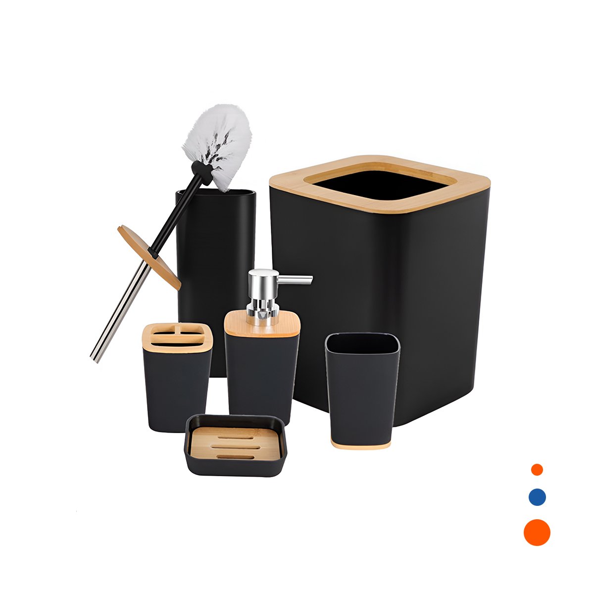 PACK2 PACK ORGANIZADOR DE HIGIENE SET DE 6 PIEZAS NEGRO DISEÑO ACTUAL Y+REGALO STICKER - 2