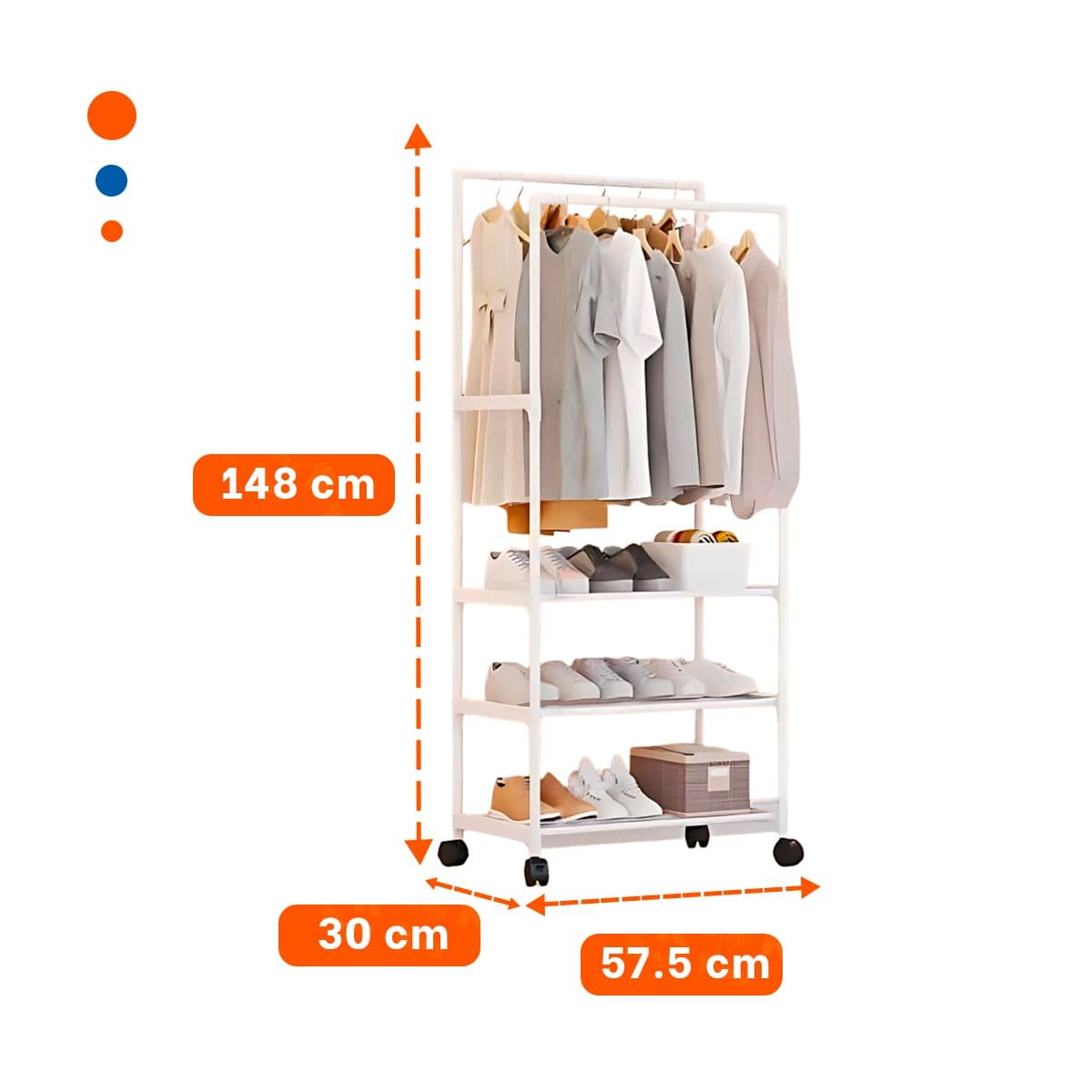 PACK2 ESTACION 3 NIVELES CON PERCHERA DOBLE BLANCO AHORRA ESPACIO INTERIOR Y+PAPEL REGALO - 4