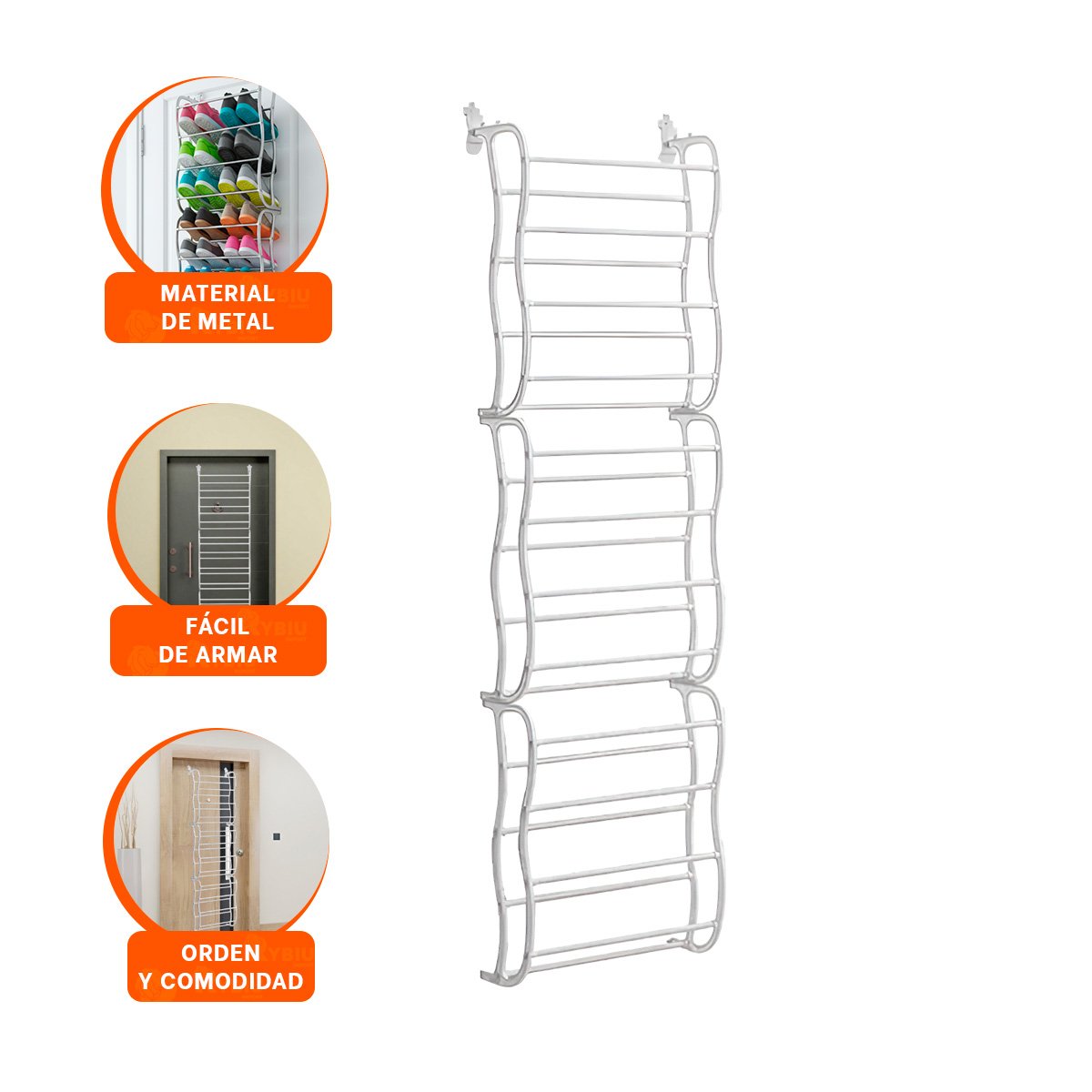 ZAPATERA COMPACTA DE PUERTA PARA 36 PARES CALZADO BLANCO AHORRO ESPACIO Y+PAPEL REGALO - 5