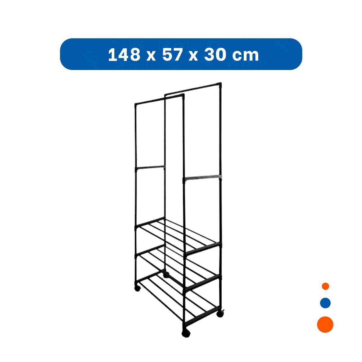 PACK4 ESPACIO PARA ZAPATOS 3 NIVELES CON PERCHERA DOBLE FACIL DE LIMPIAR NEGRO Y+PAPEL REGALO - 4