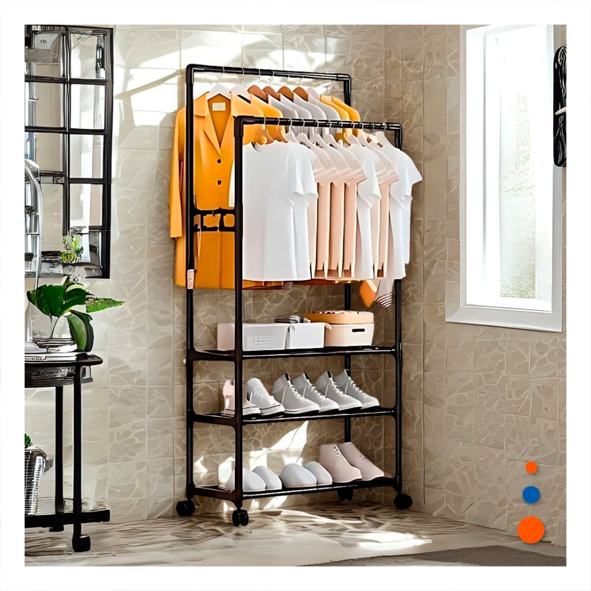 ZAPATERA ORGANIZADORA 3 NIVELES CON PERCHERA DOBLE PARA CASA NEGRA - 5