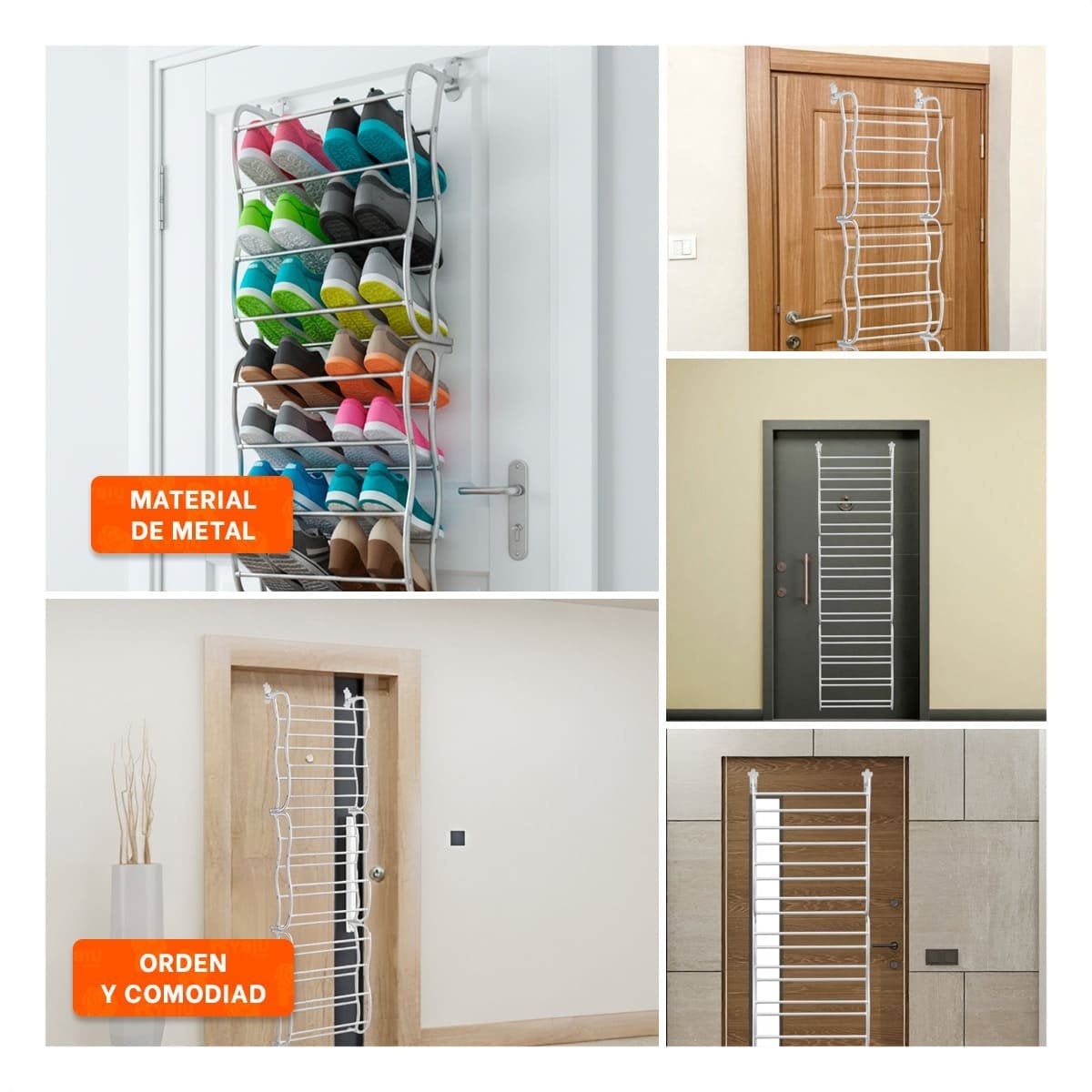 PACK6 ESTANTE COMPACTO DE PUERTA PARA 36 PARES CALZADO BLANCO ESPACIO UTIL Y+PAPEL REGALO - 3