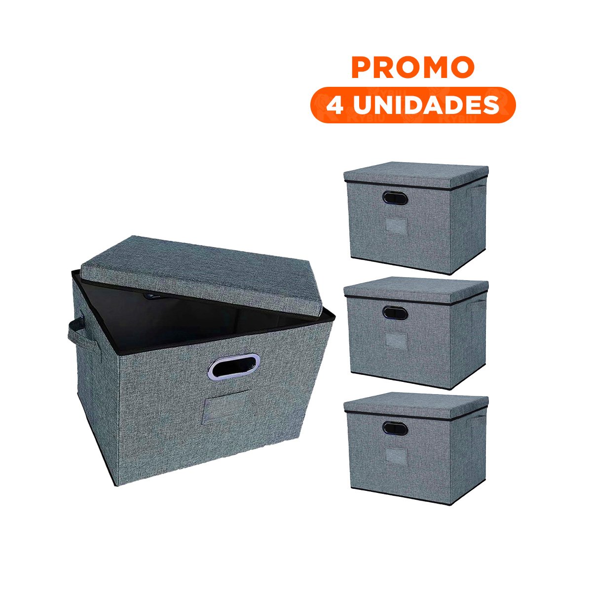 PACK4 MODULO ORGANIZADOR CON TAPA 40X32X26CM CELESTE JASPEADO PRACTICO - 1