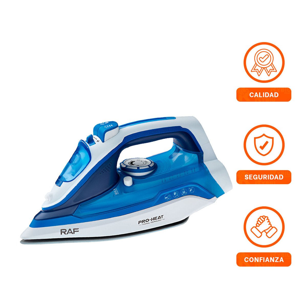 PLANCHA DE VAPOR ELECTRICA BLANCO Y AZUL CALOR CONSTANTE PARA ROPA HOGAR Y+LIGAS REGALO - 5