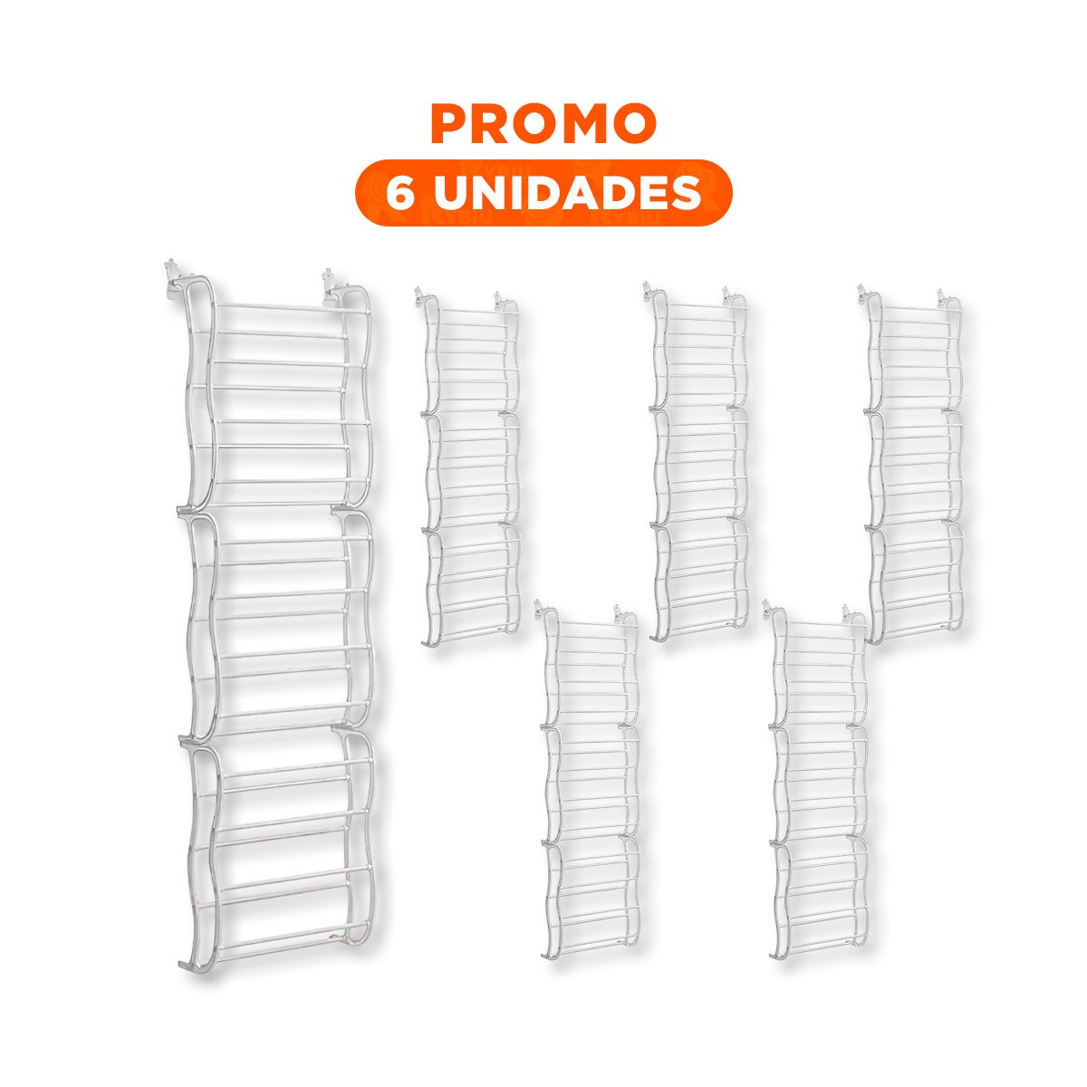 PACK6 ESTANTE FUNCIONAL DE PUERTA PARA 36 PARES CALZADO BLANCO HOGAR ORDEN Y+REGALO STICKER - 1