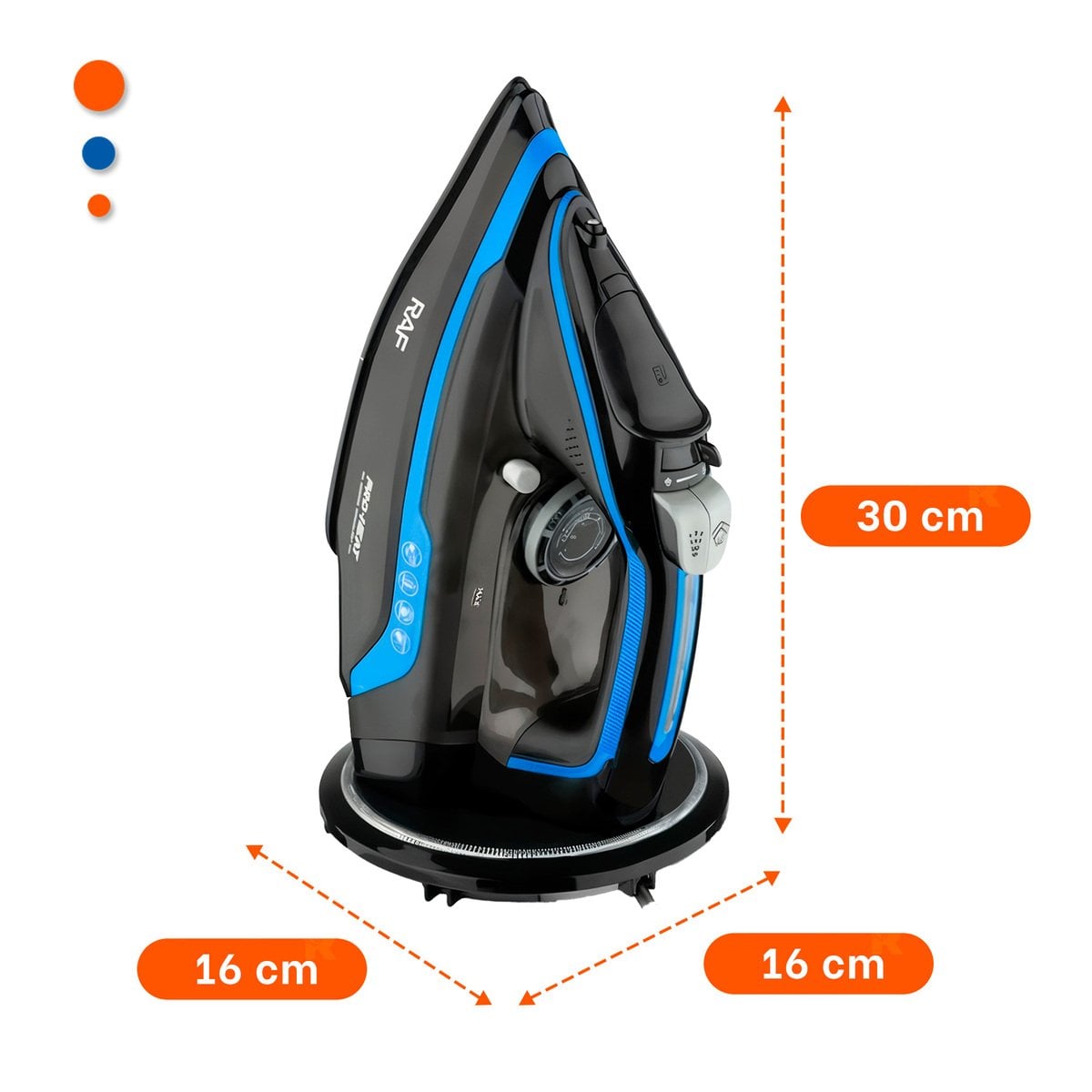 PLANCHA DE VAPOR ELECTRICA NEGRO Y AZUL USO HOGAR CUIDADO ROPA DIARIO TOTAL - 4
