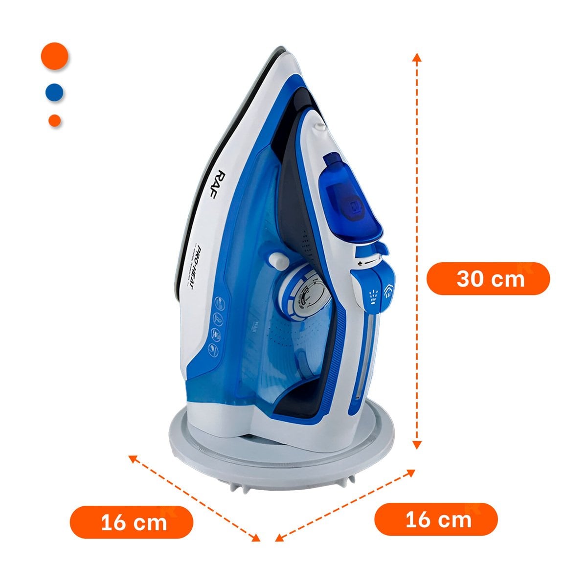 PLANCHA DE VAPOR ELECTRICA BLANCO Y AZUL USO HOGAR CUIDADO ROPA DIARIO TOTAL - 4