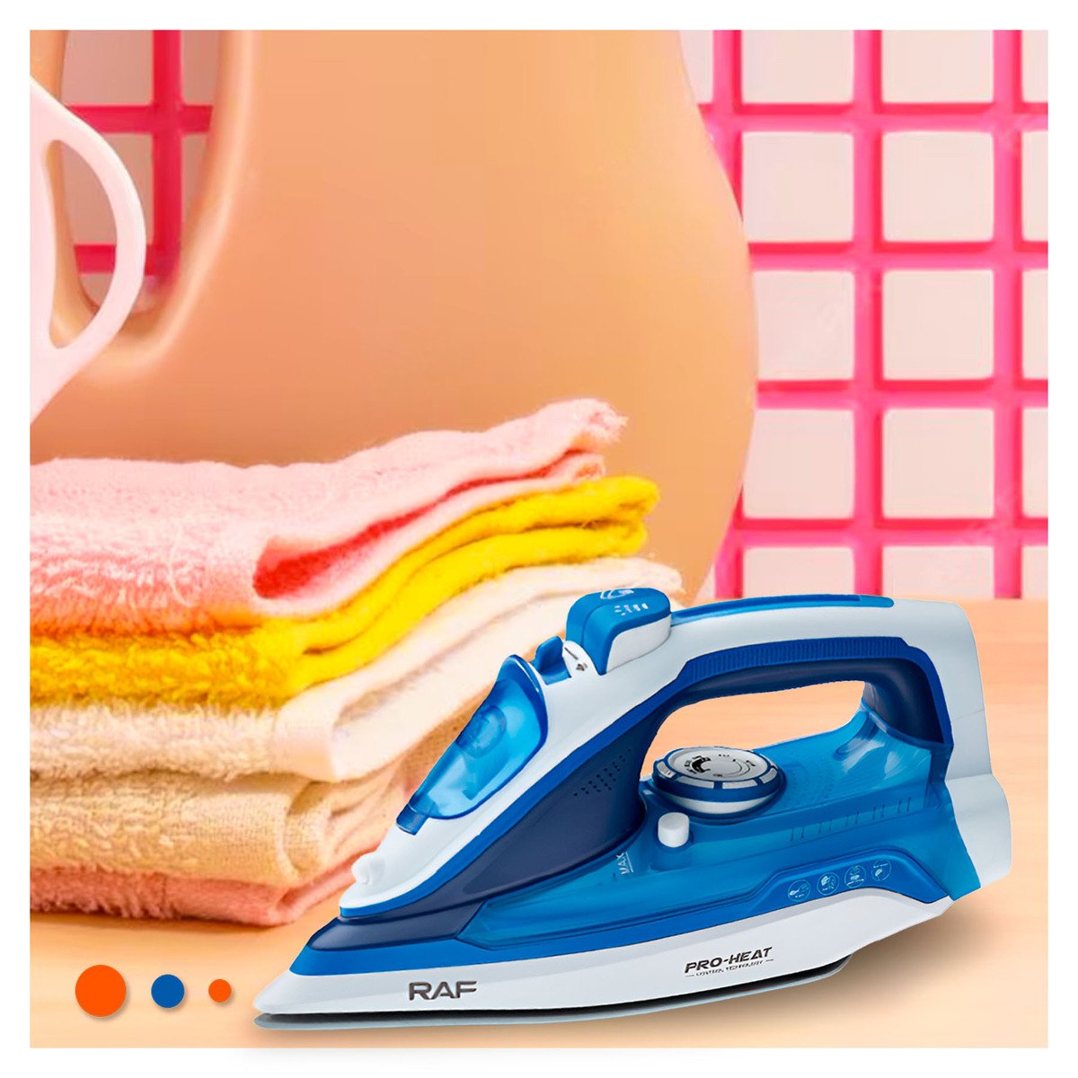 PLANCHA DE VAPOR ELECTRICA BLANCO Y AZUL USO HOGAR CUIDADO ROPA DIARIO TOTAL - 5