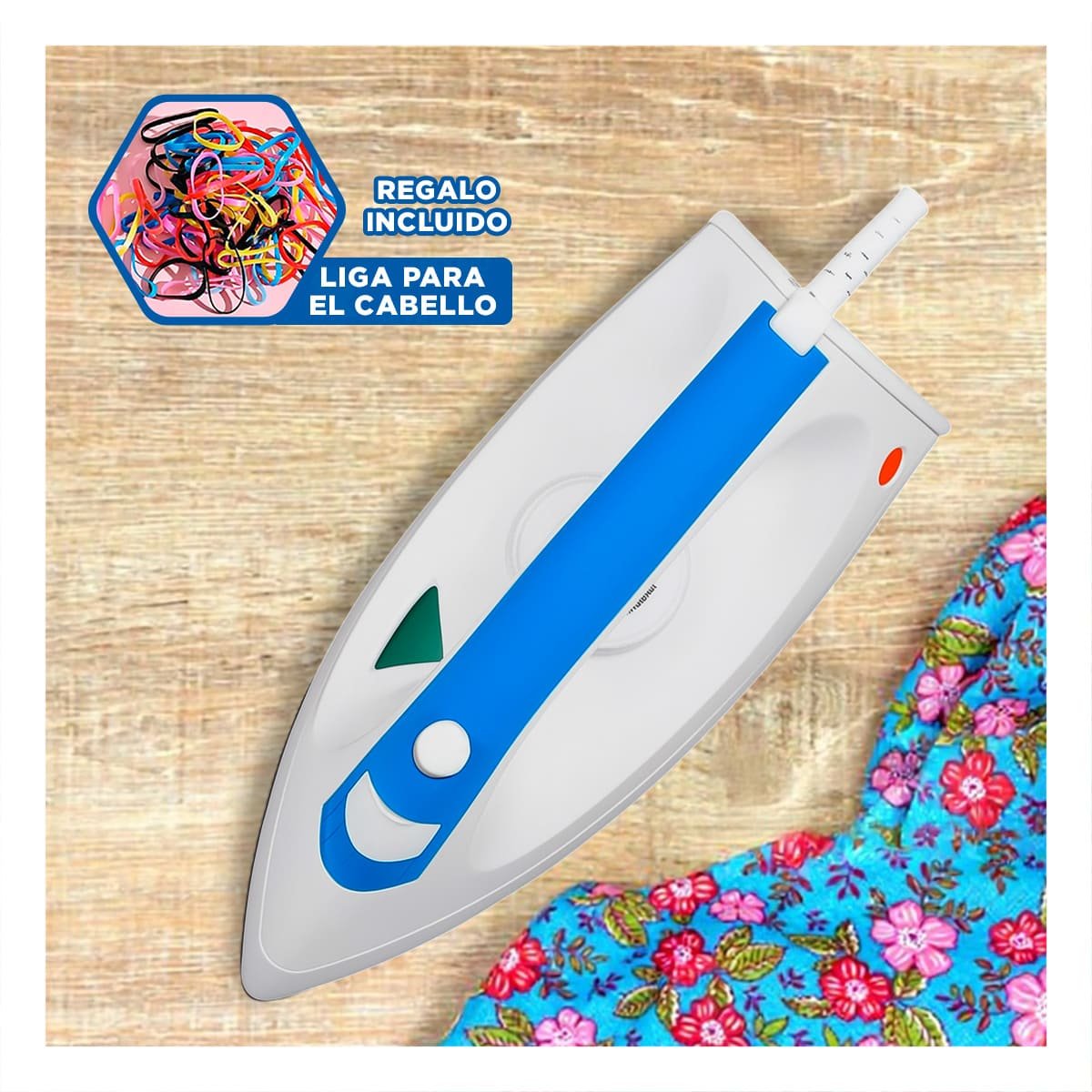 PLANCHA DE VAPOR ELECTRICA BLANCO Y AZUL CALOR CONSTANTE PARA ROPA HOGAR Y+LIGAS REGALO - 2