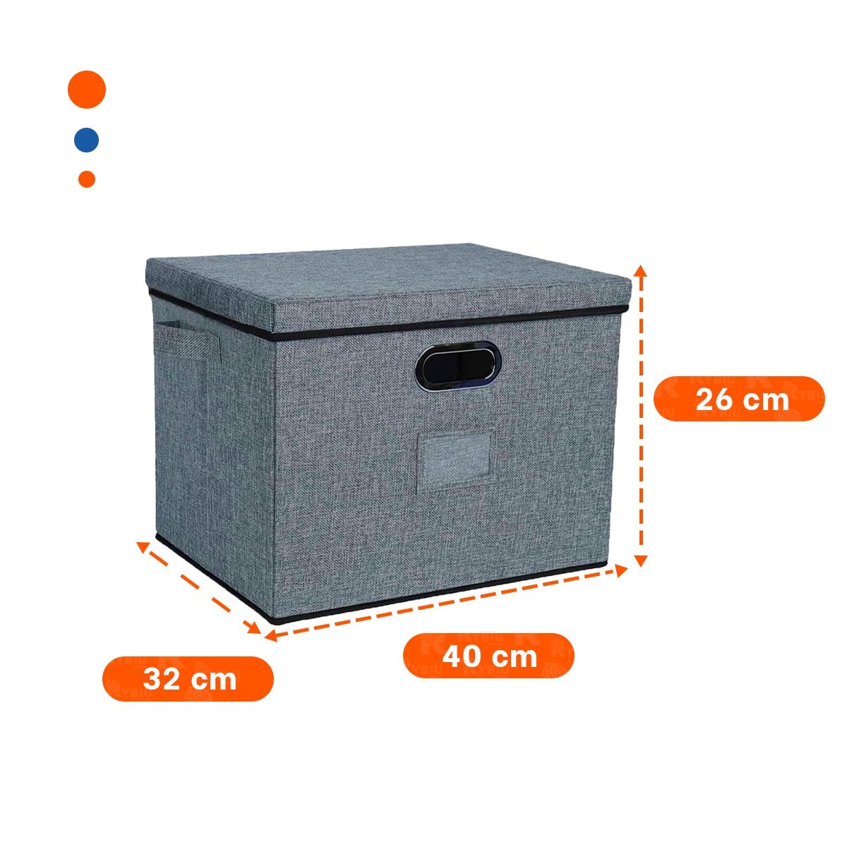 CAJA ORGANIZADORA CON TAPA 40X32X26CM PLOMO JASPEADO ESTILO MODERNO Y+REGALO STICKER - 4