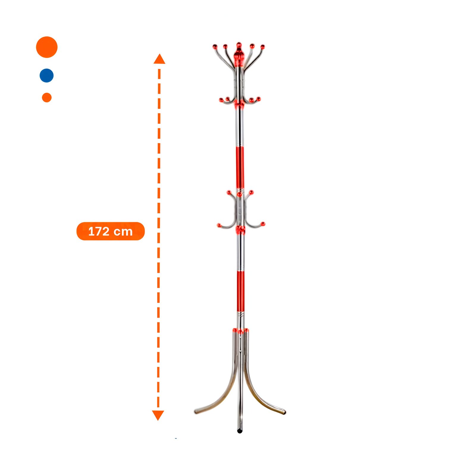 PACK2 SOPORTE DE ROPA 172CM ROJO Y PLATEADO DISEÑO ACTUAL LIGERO Y FUNCIONAL Y+REGALO STICKER - 4