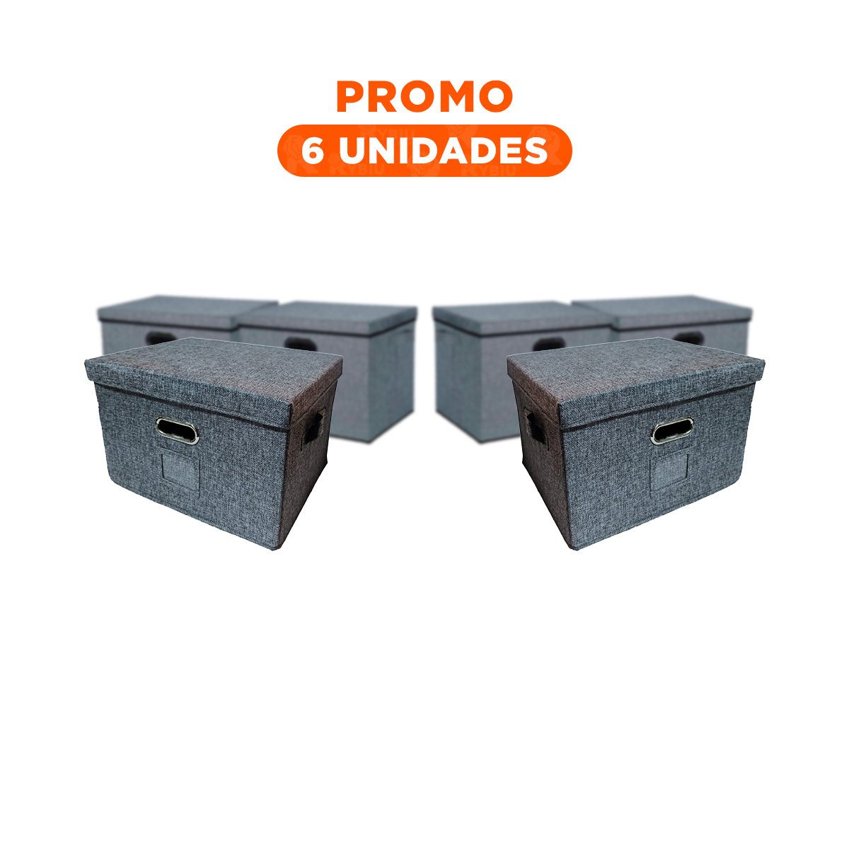 PACK6 SISTEMA ORGANIZADOR CON TAPA 40X32X26CM CELESTE JASPEADO PRACTICO Y+REGALO STICKER - 1