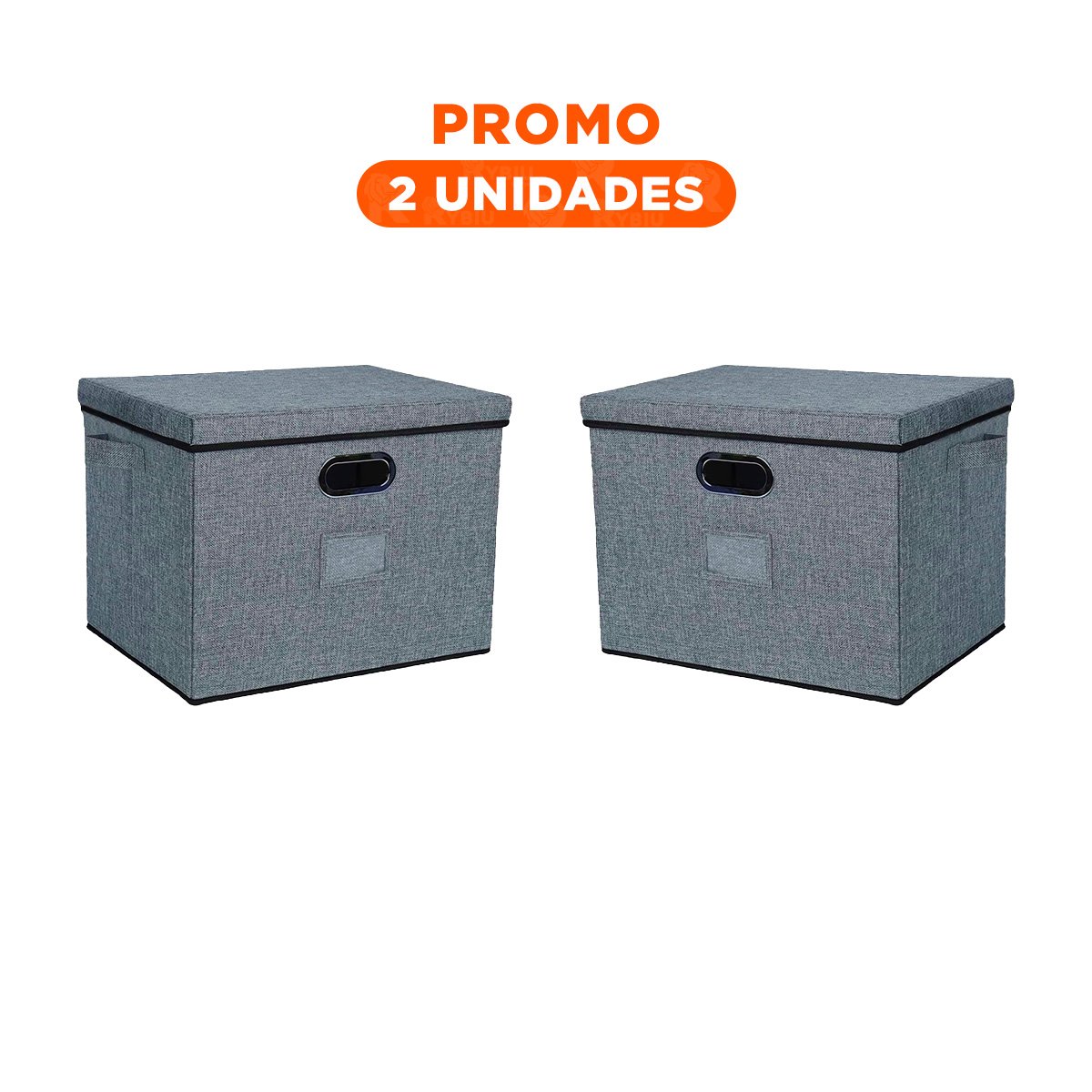 PACK2 MODULO ORGANIZADOR CON TAPA 40X32X26CM PLOMO JASPEADO USO DIARIO Y+REGALO STICKER - 1