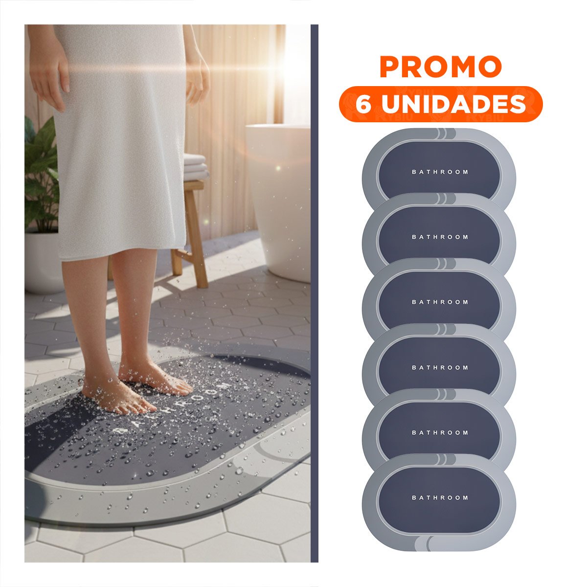 PACK6 TAPETE OVALADO PARA AMBIENTES DE CASA Y HOGAR VERSATIL PLOMO Y+REGALO STICKER - 1
