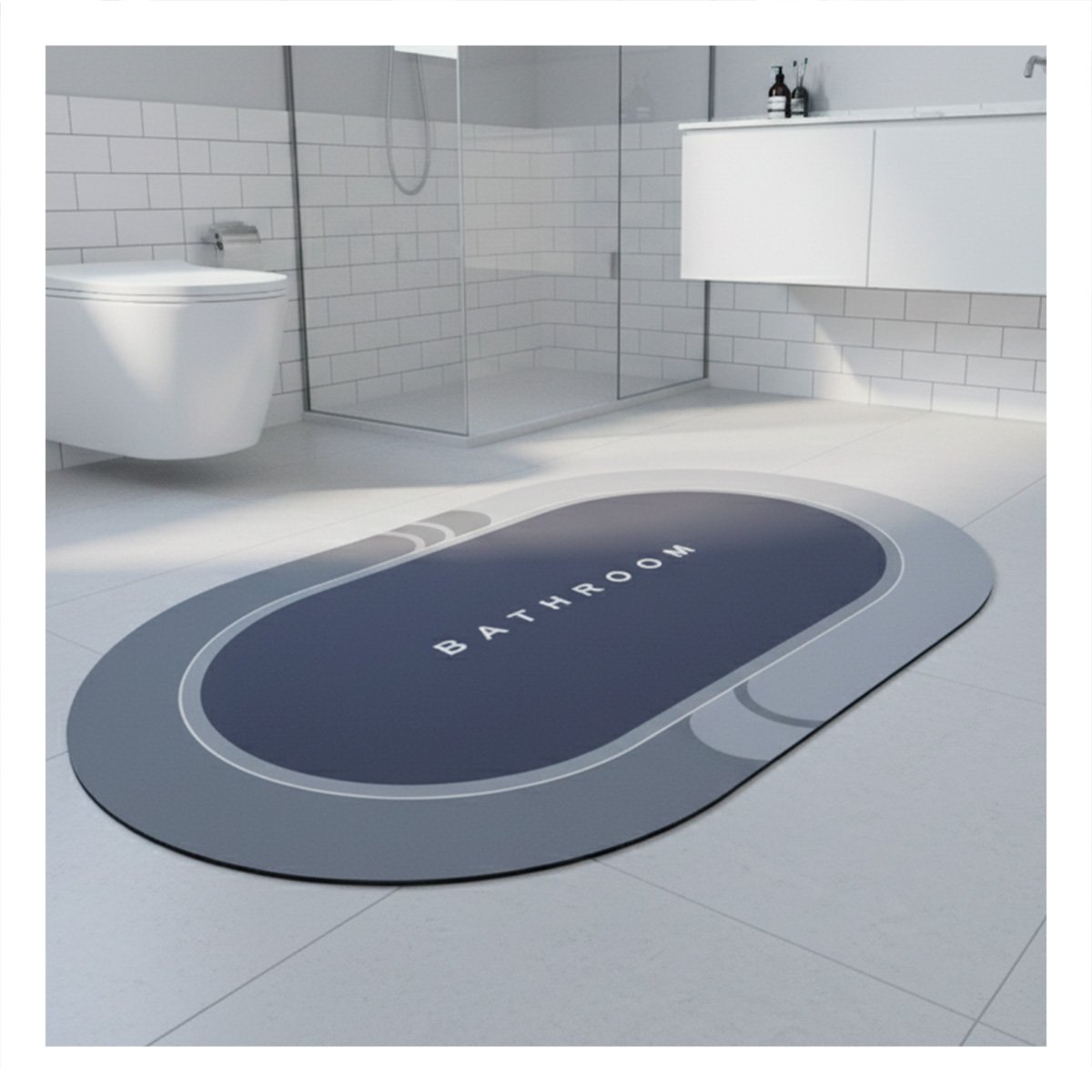 PACK4 TAPIZ OVALADO FUNCIONAL PARA USO EN CASA Y HOGAR CON SENSACION COMODA PLOMO - 5