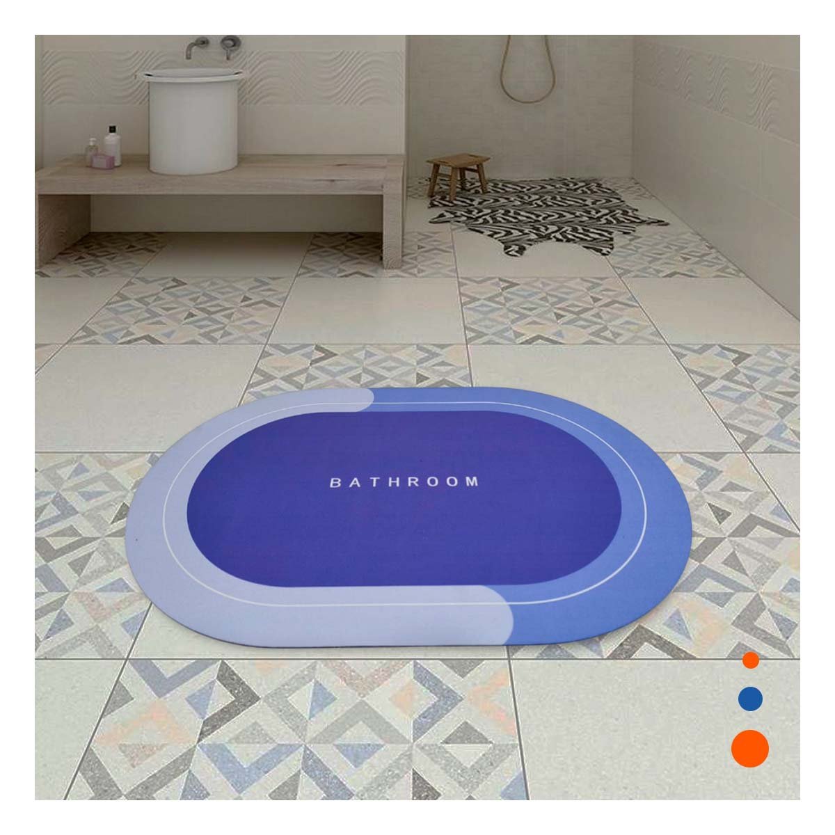 PACK2 TAPETE OVALADO DECORATIVO PARA USO EN CASA Y HOGAR AZUL Y+REGALO STICKER - 5