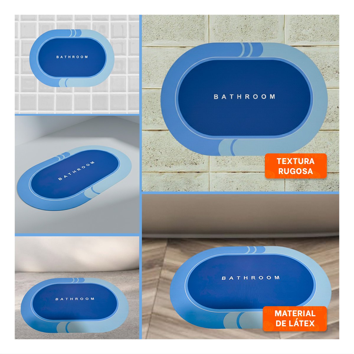 PACK4 TAPIZ OVALADO FUNCIONAL PARA USO EN CASA Y HOGAR COMODA CELESTE Y+REGALO STICKER - 2