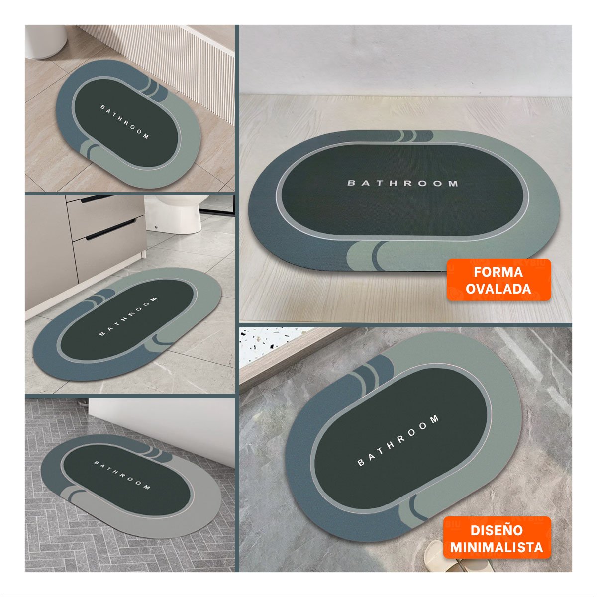 ALFOMBRA OVALADA FUNCIONAL PARA HOGAR Y CASA CON TEXTURA SUAVE VERDE OSCURO Y+PAPEL REGALO - 3