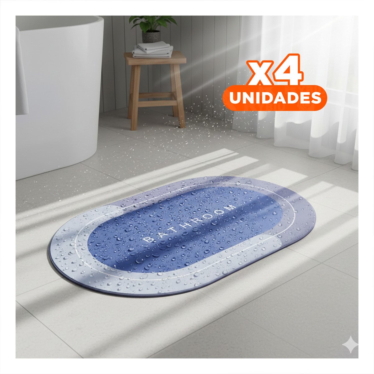 PACK4 ALFOMBRILLA OVALADA PARA USO EN CASA Y HOGAR AZUL Y+PAPEL REGALO - 1