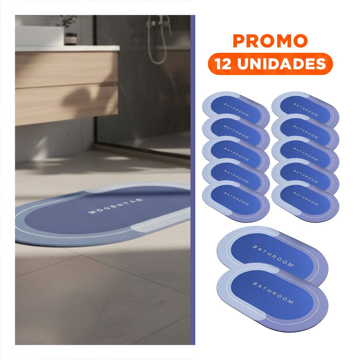 PACK12 TAPIZ OVALADO PARA AMBIENTES DE CASA Y HOGAR AZUL - 1