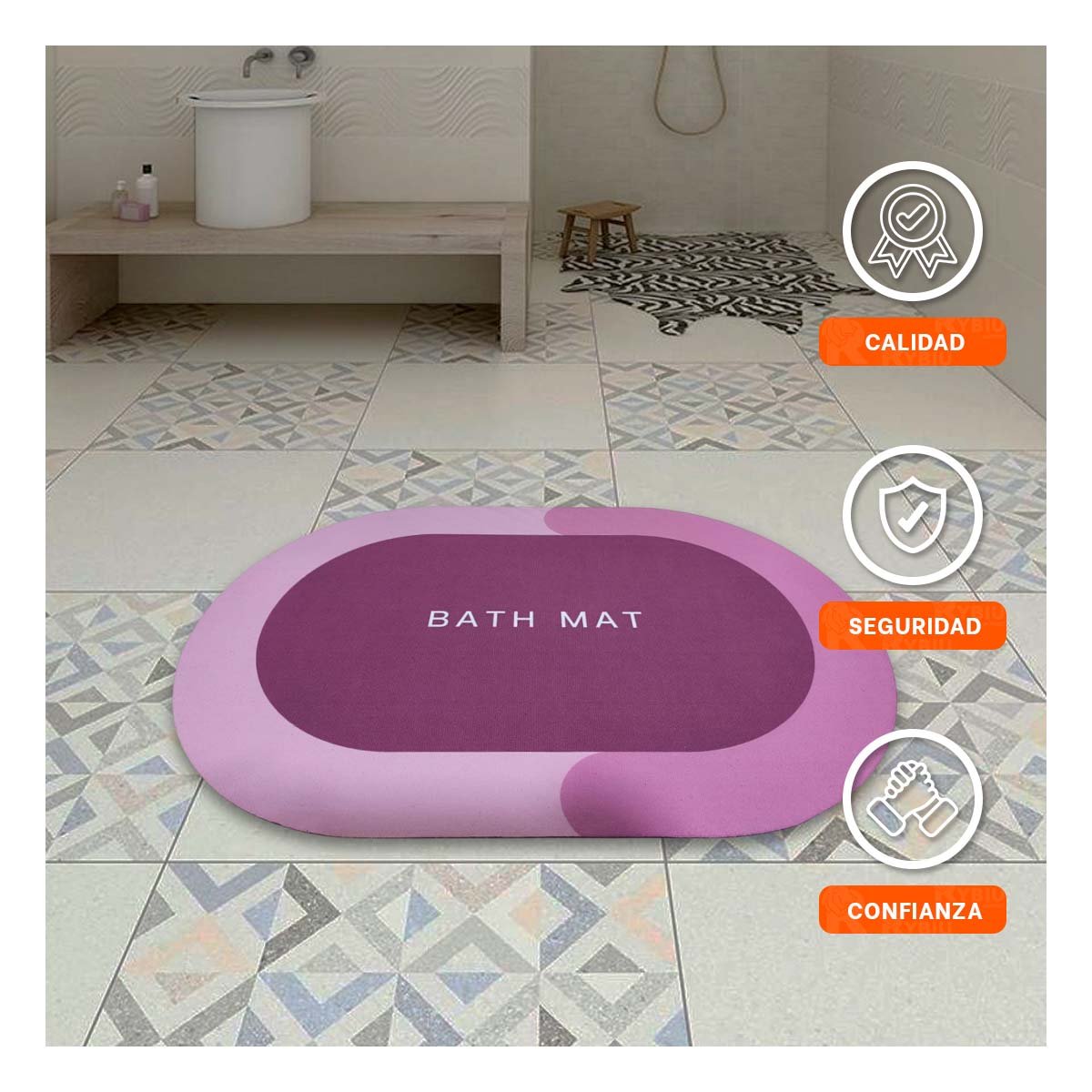 PACK4 CUBIERTA DE PISO OVALADA ROSADA PARA USO EN CASA Y HOGAR SIMPLE Y+REGALO STICKER - 3